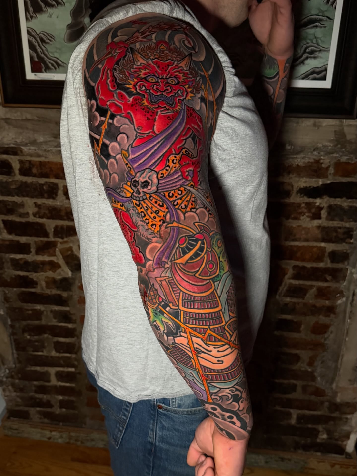 Demon warrior japanese irezumi tattoo on the forearm by Chris Rogers
