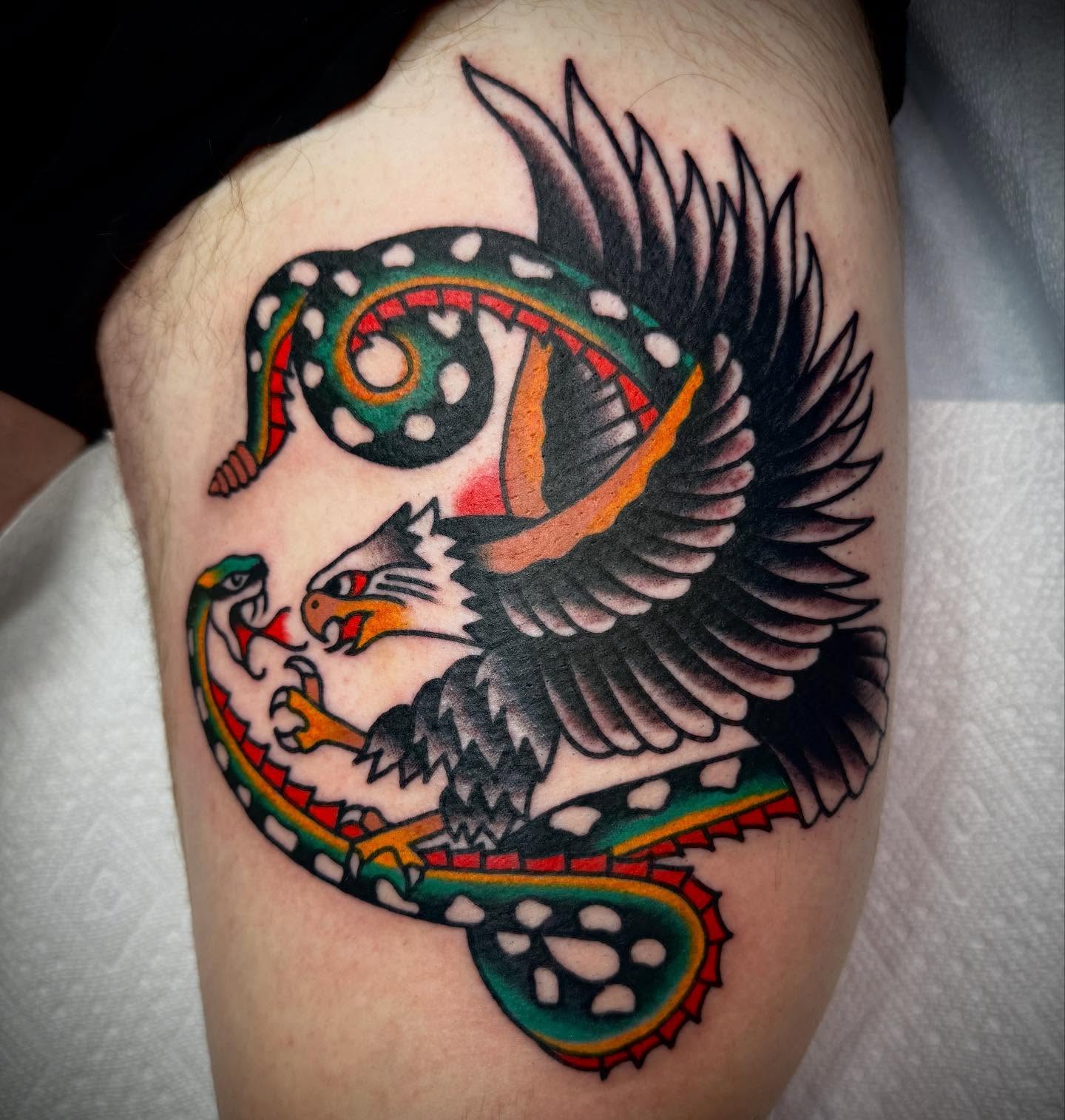 Tattoo by @tristan.bradshaw.tattooing — american_traditional, trash_polka