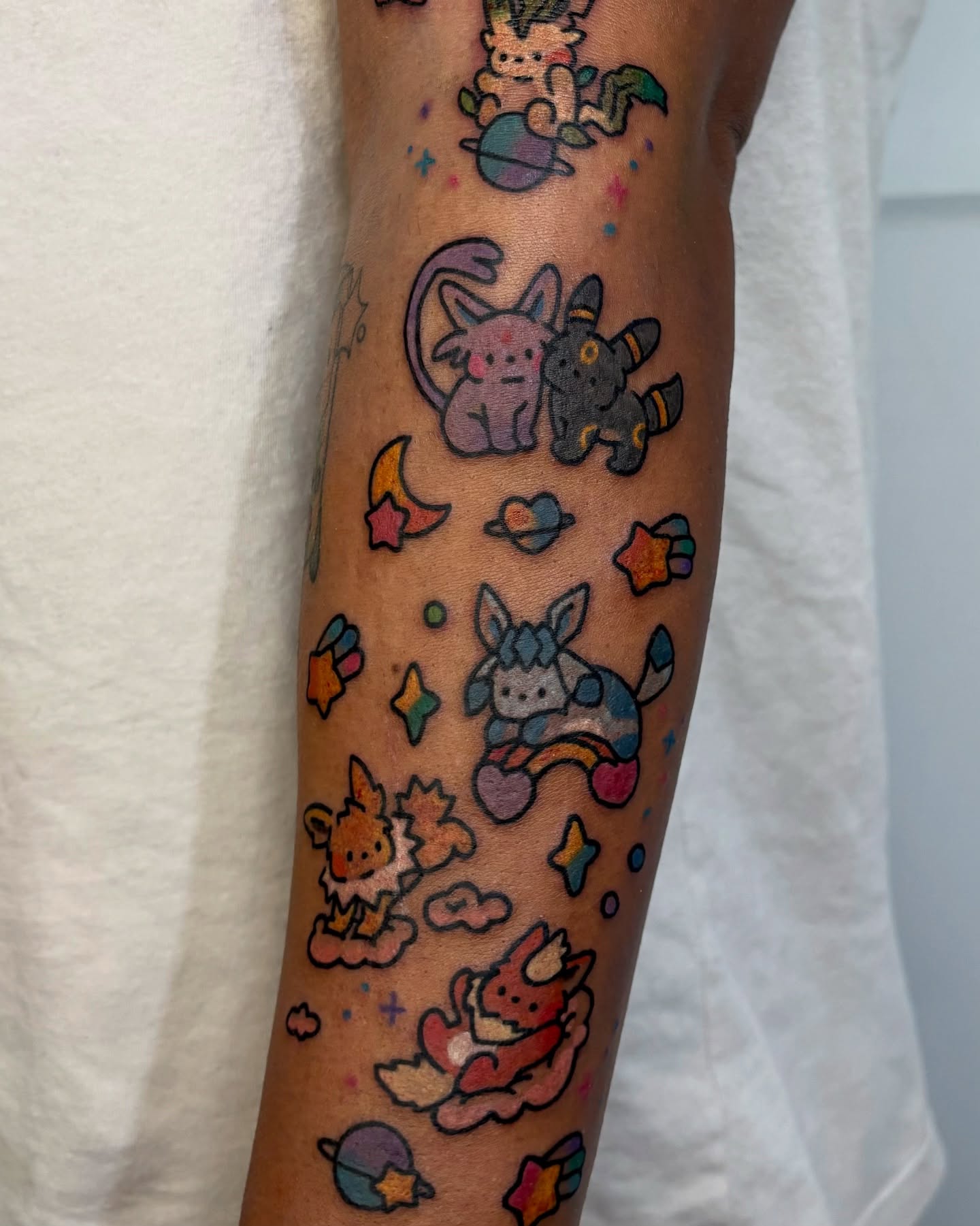 Kawaii characters new school tattoo on the forearm by XINAMON 🔥 시나몬