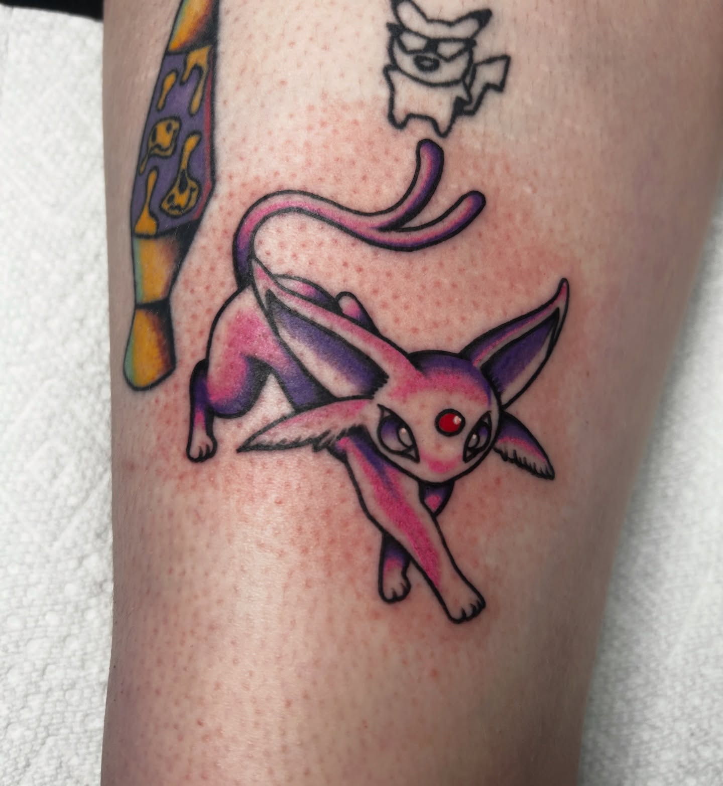 Leafeon dotwork tattoo on the forearm by Dylan James
