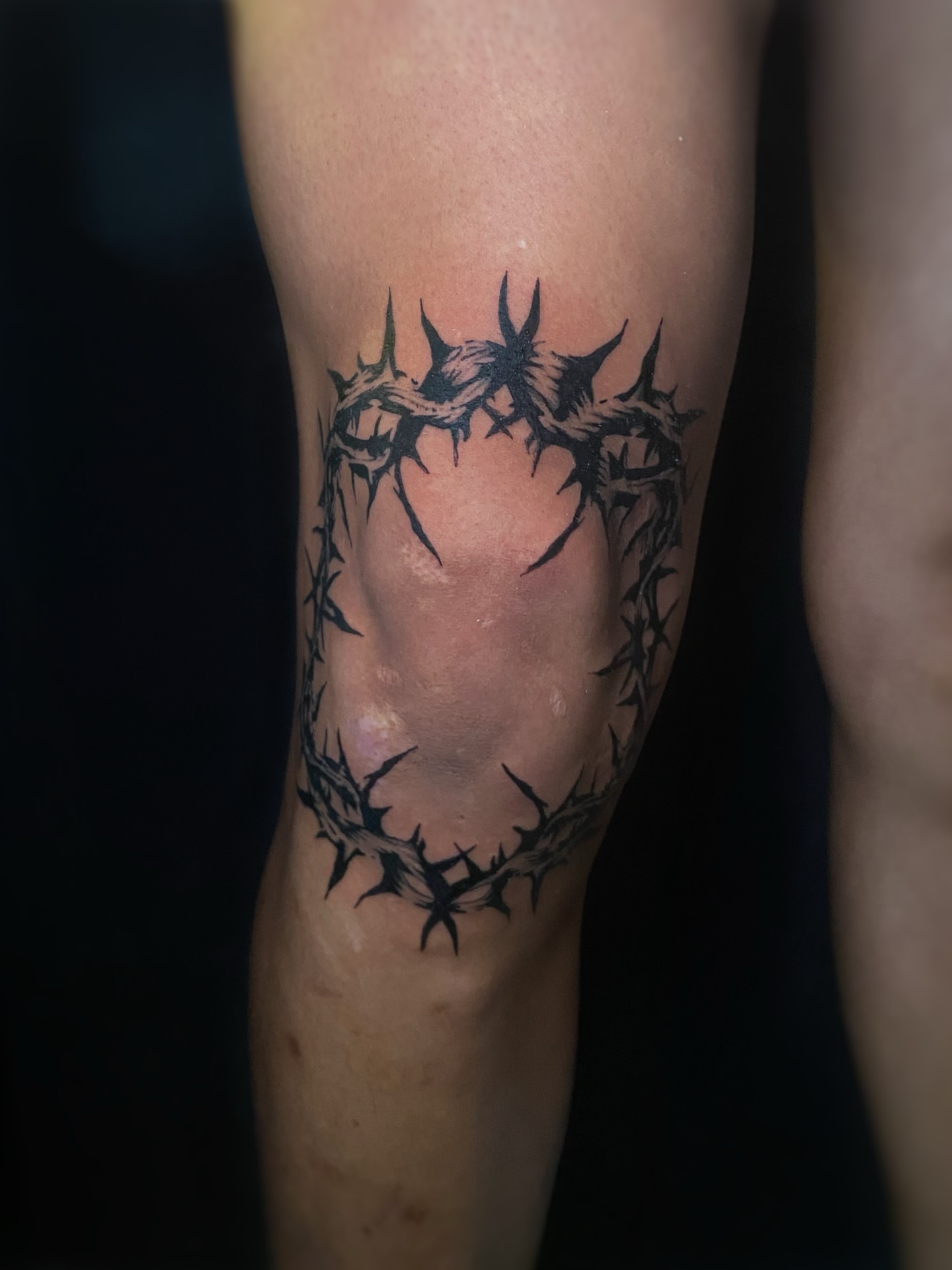 Crown of thorns black and grey tattoo on the forearm by Cherry Jane 🍒