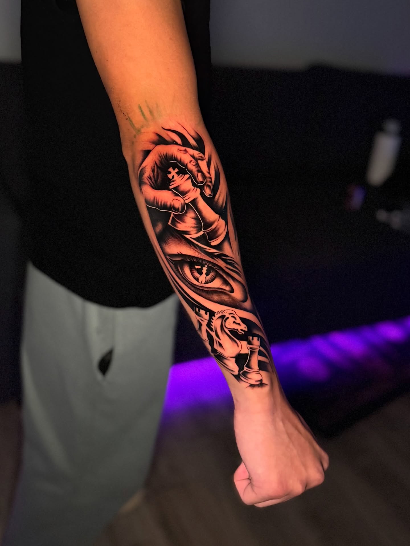 Eye and hand realism tattoo on the forearm by InkbyCasillas