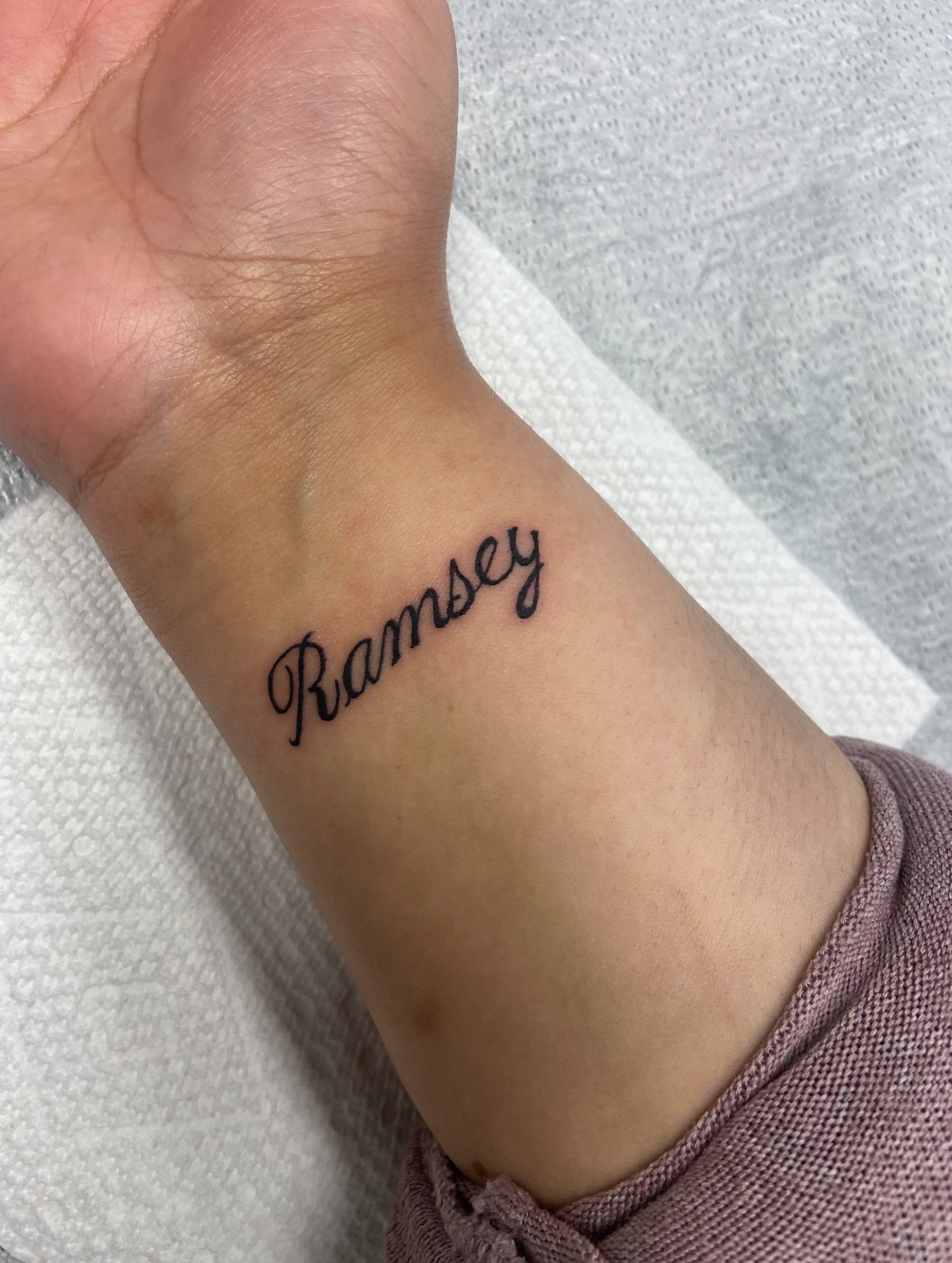 Tattoo by @crabbystabztattoos — lettering_script