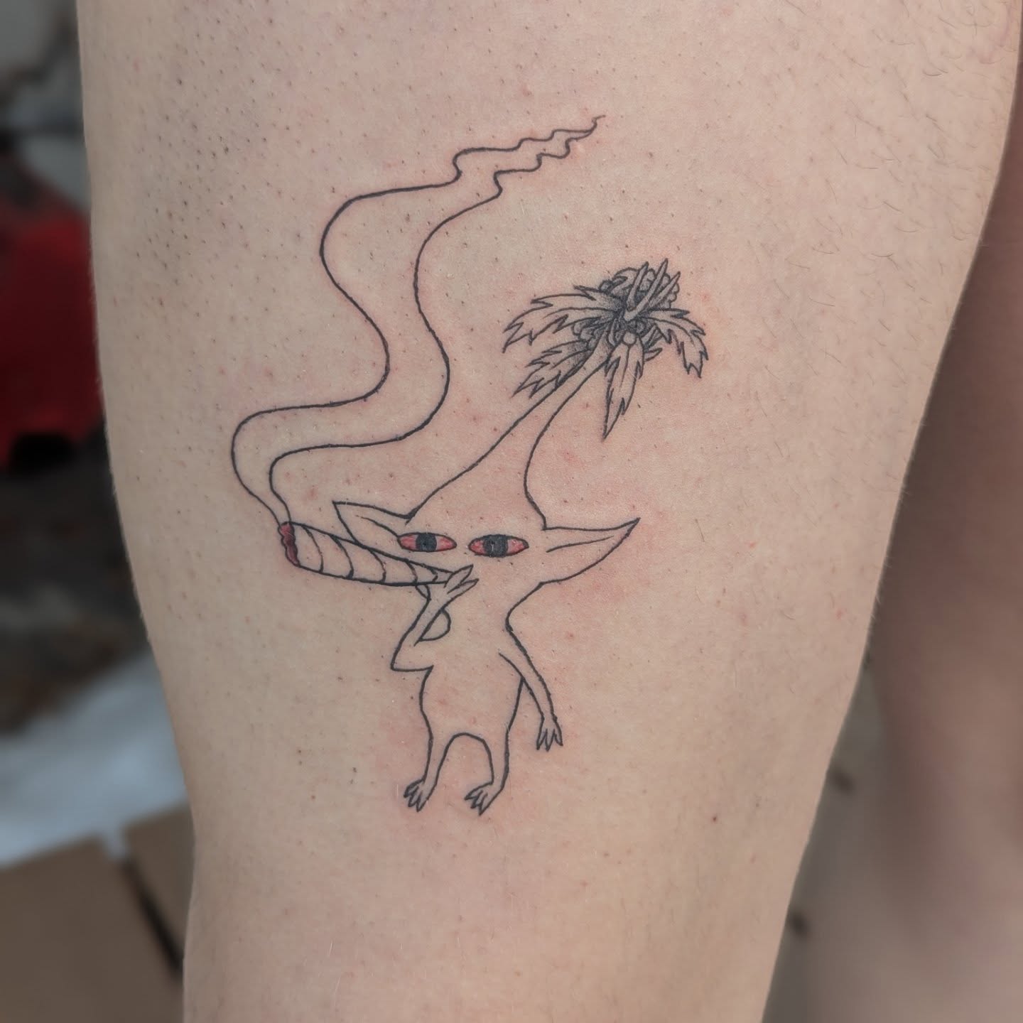 Fox with smoke minimalist tattoo on the forearm by Karson