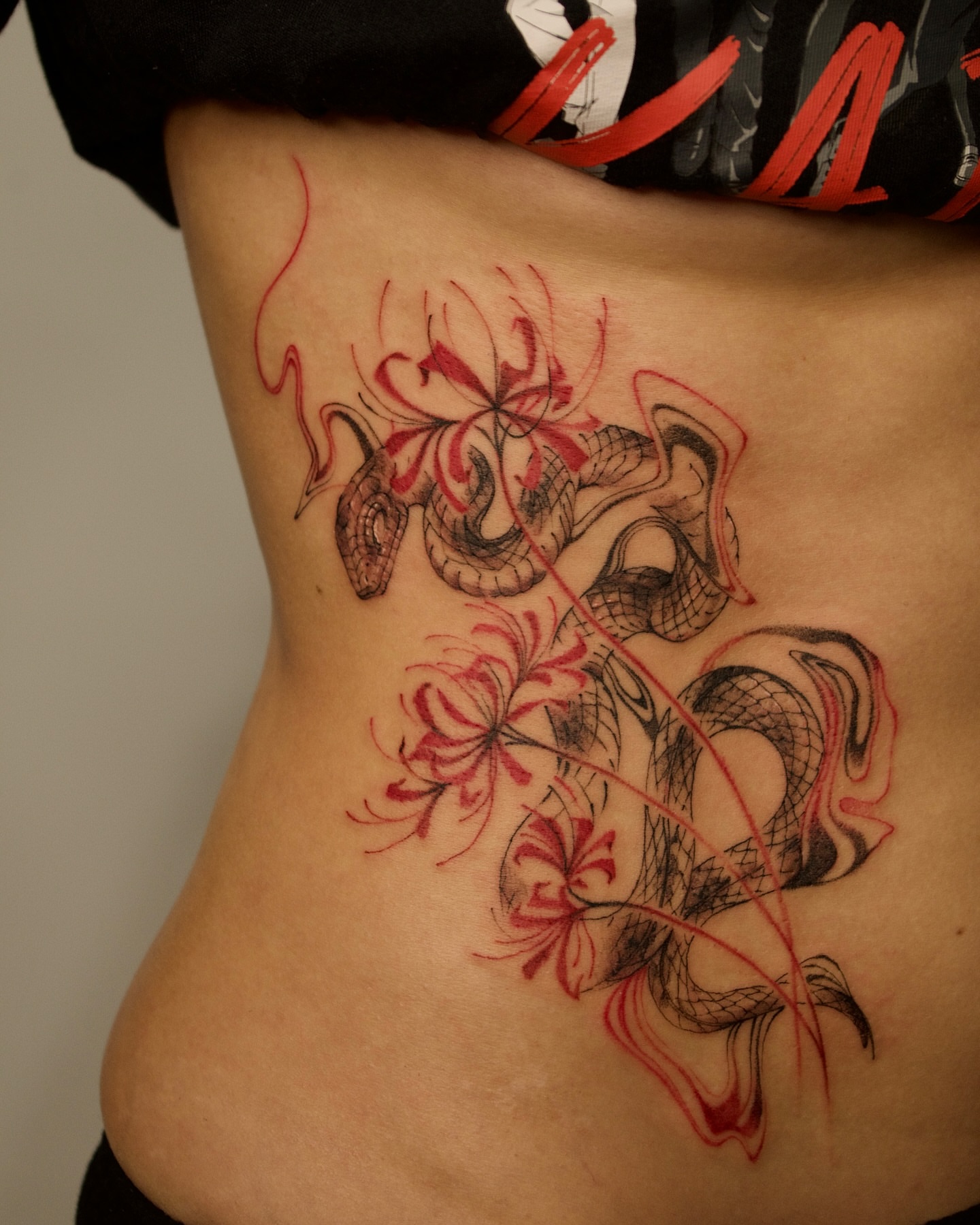 Tattoo by @prncessofvietnam — japanese_irezumi, black_and_grey