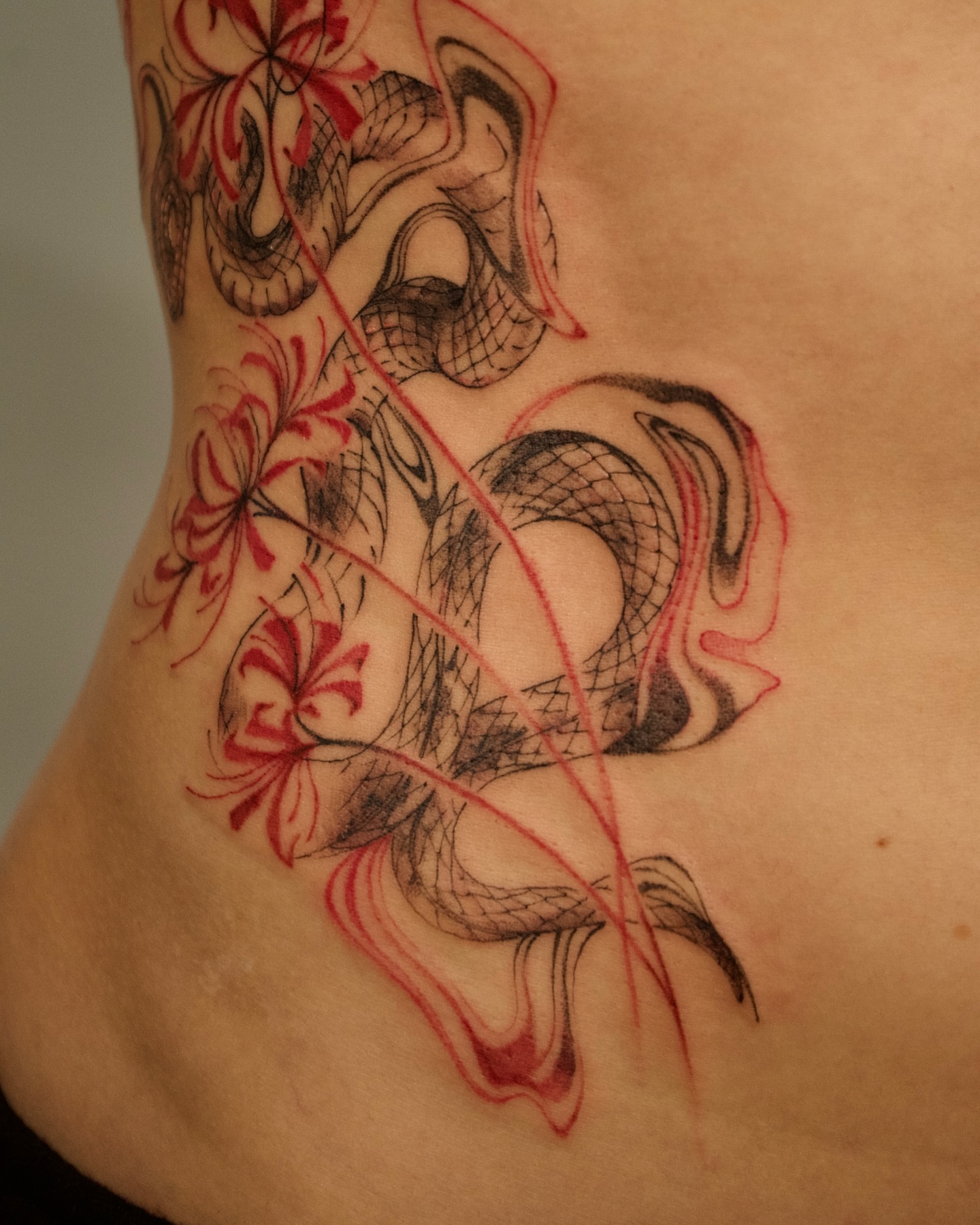 Tattoo by @prncessofvietnam — japanese_irezumi, dotwork