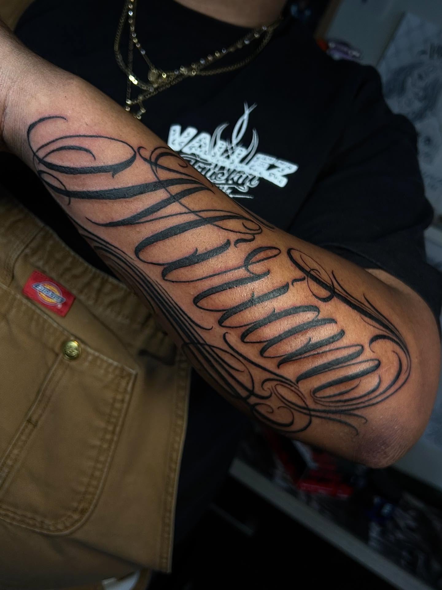 Tattoo by @mena_tats — lettering_script