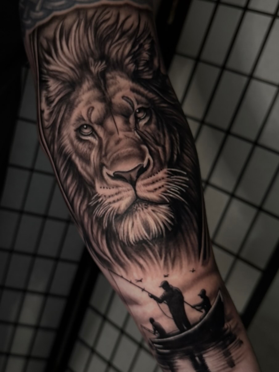 Lion realism tattoo on the forearm by 🔥Austin Burke 🔥TATTOO ARTIST
