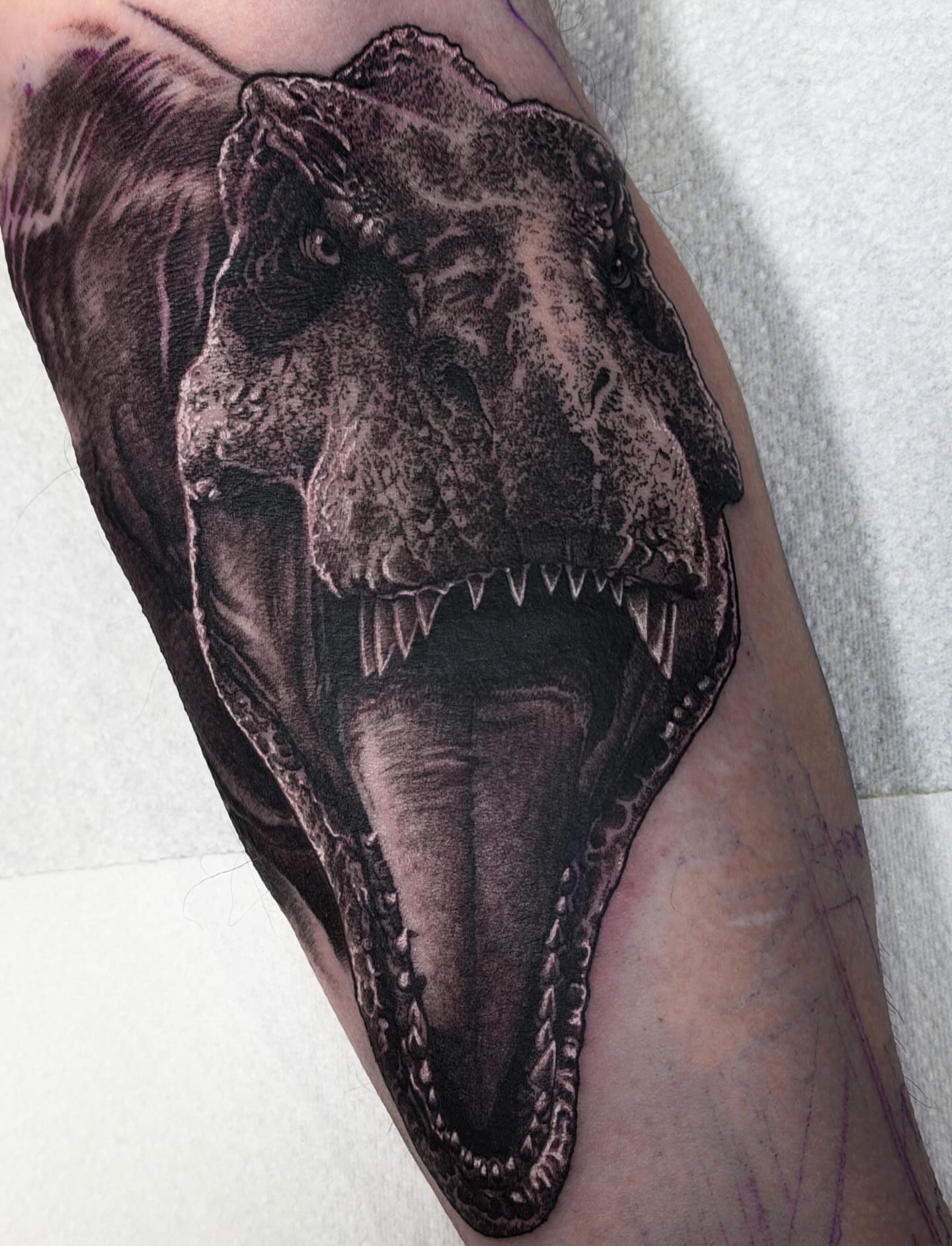Tattoo by @rikkileetattoo — realism, black_and_grey