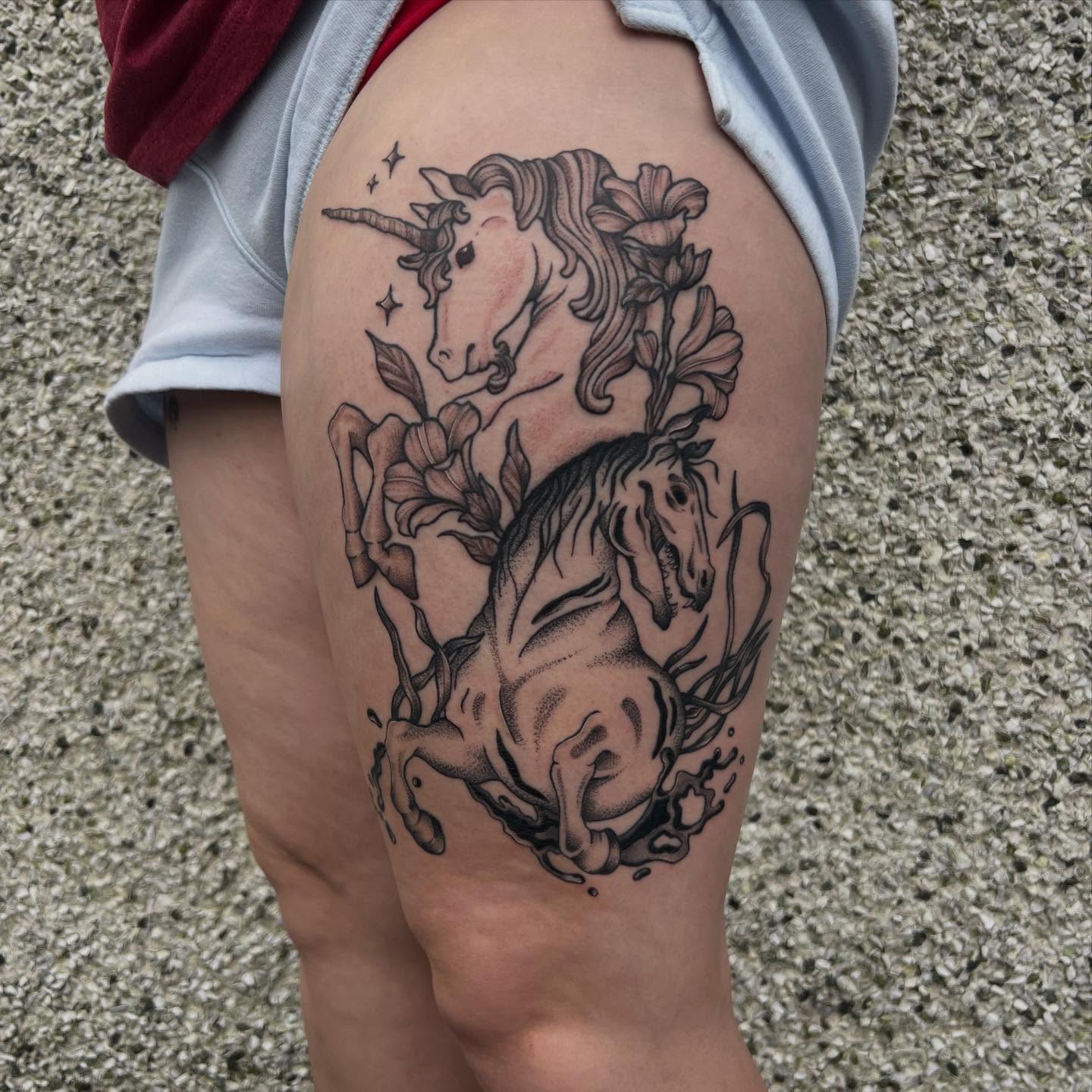 Tattoo by @allisoninkstattoo — black_and_grey