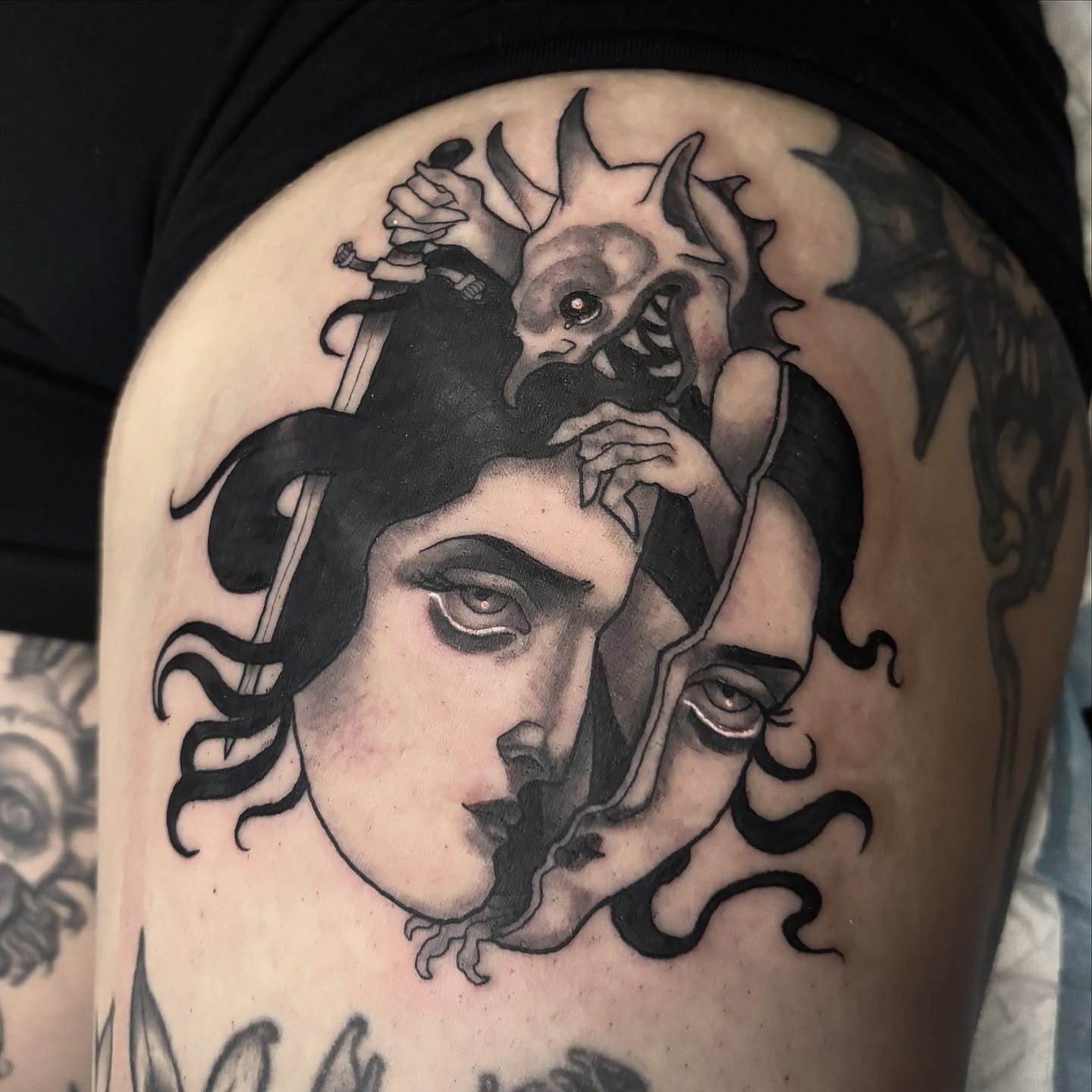 Tattoo by @kaylieseaver — black_and_grey, realism