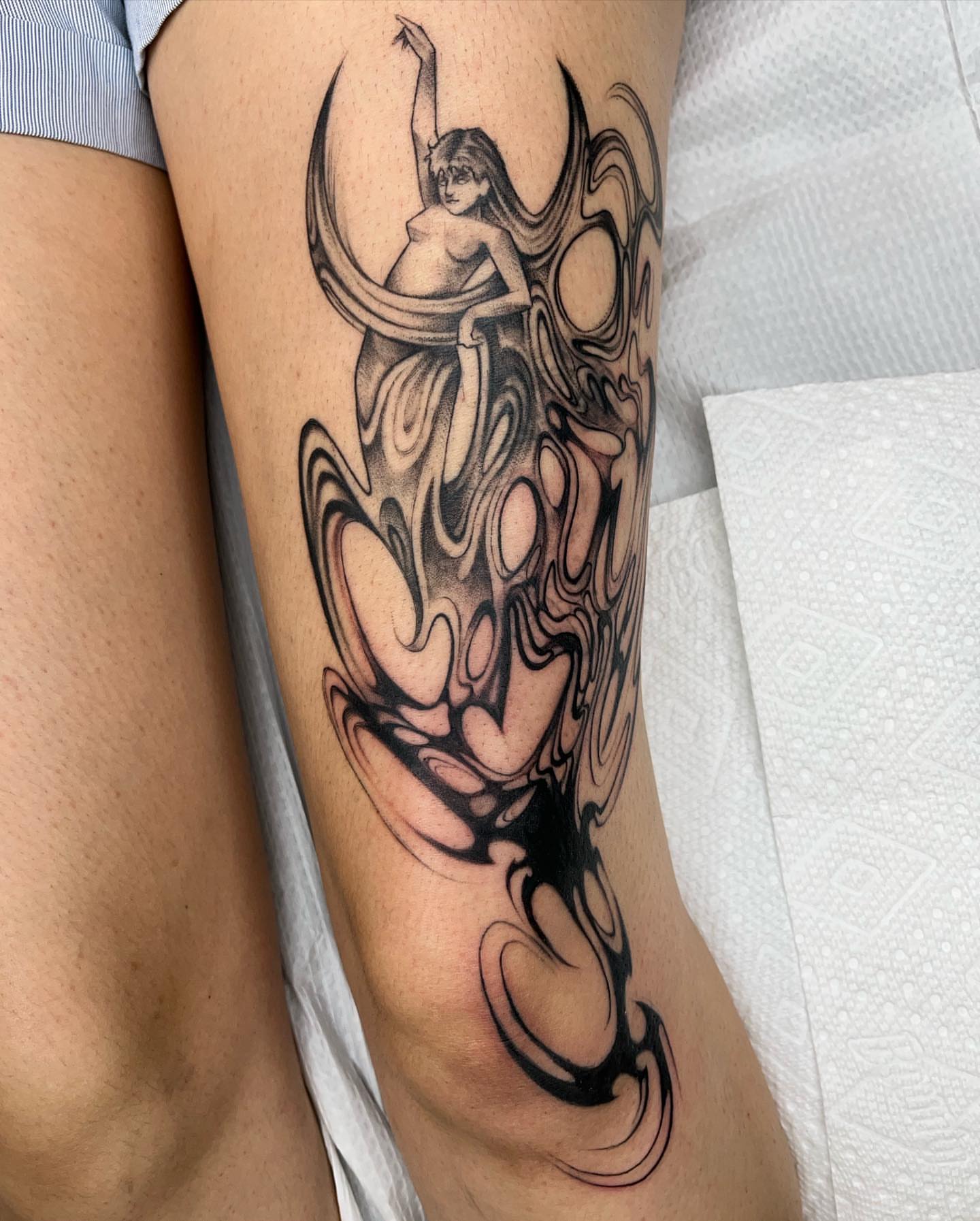 Tattoo by @lrlozano — black_and_grey, surrealism