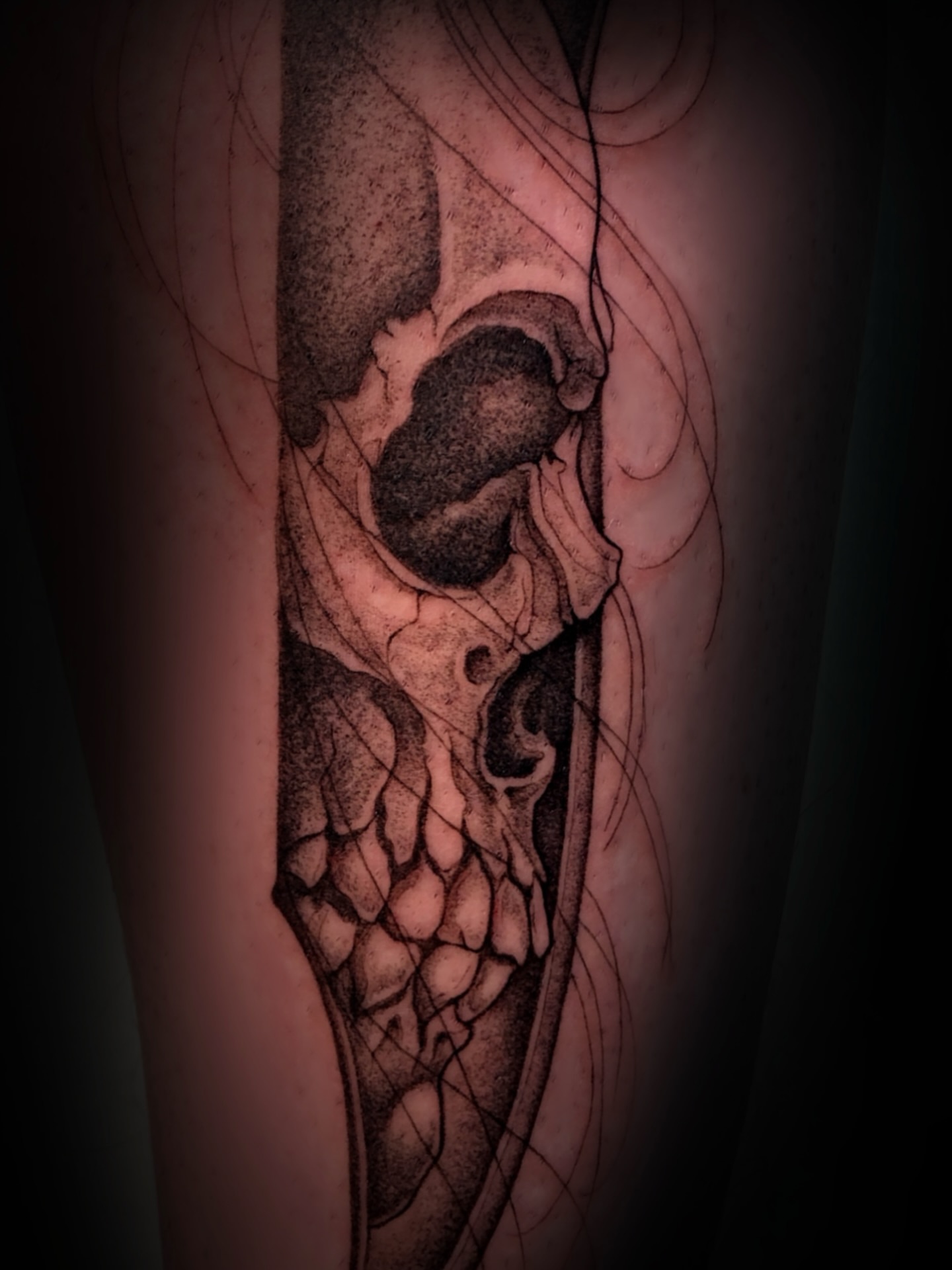 Tattoo by @artemulv — dotwork, black_and_grey