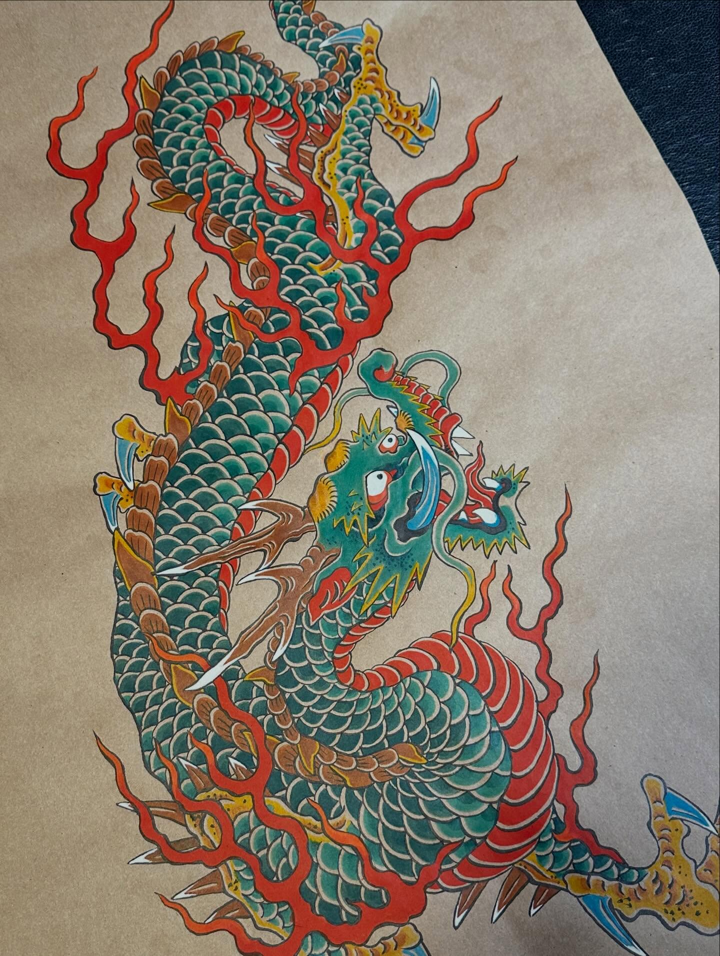 Dragon japanese irezumi tattoo by Kenny Waizumi ๐