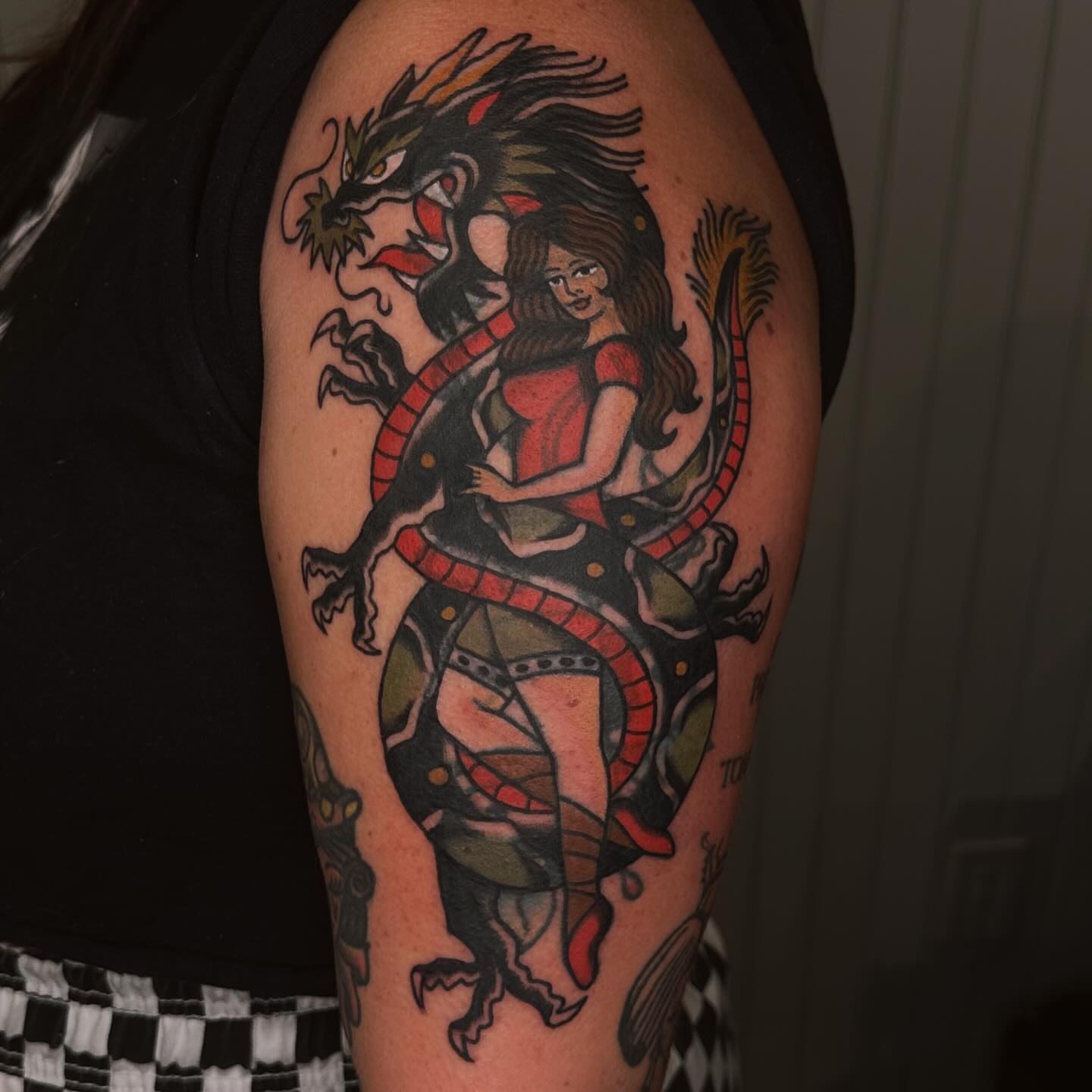Tattoo by @heiditattoo — american_traditional, dotwork