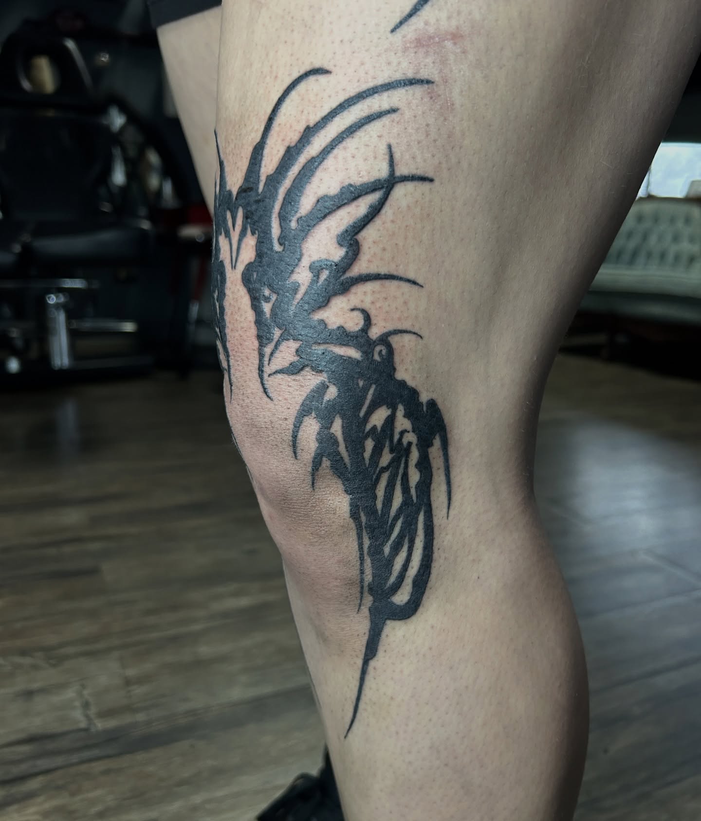 Tattoo by @dokkaebi_ink — black_and_grey