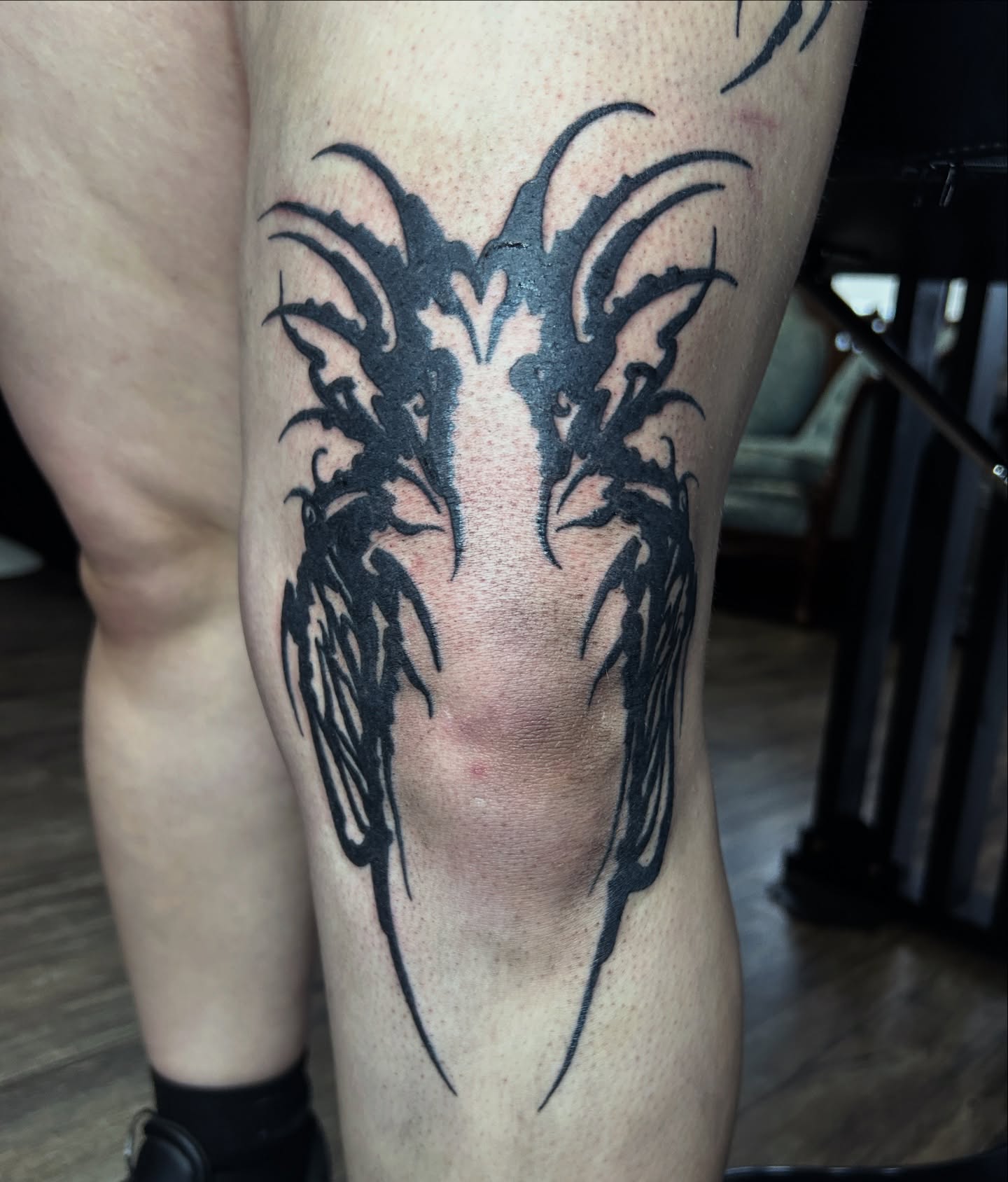 Tattoo by @dokkaebi_ink — black_and_grey