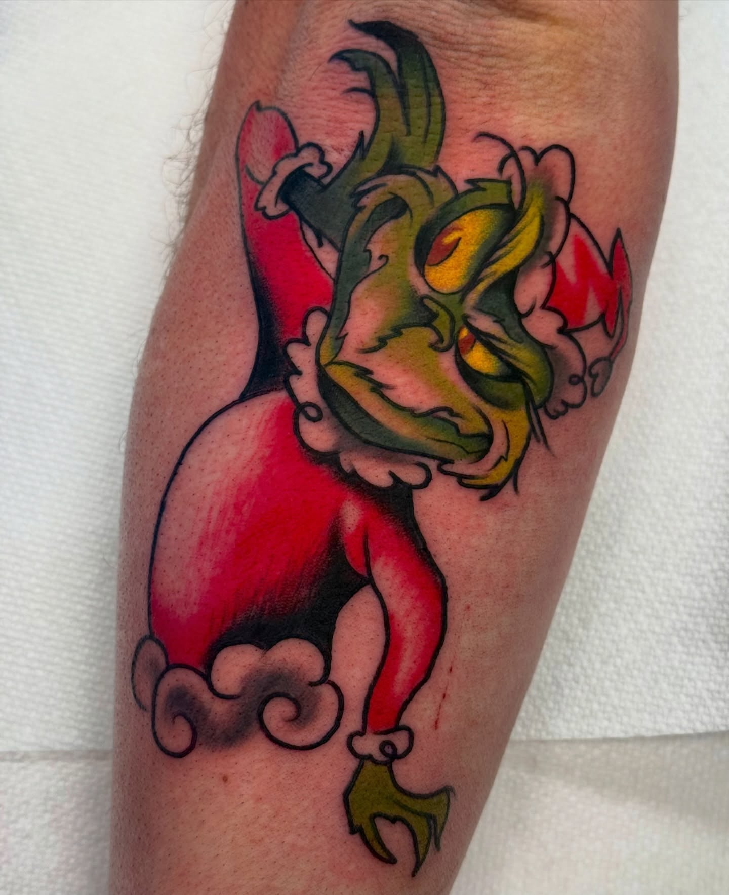 Dragon American traditional tattoo on the forearm by sydtatz