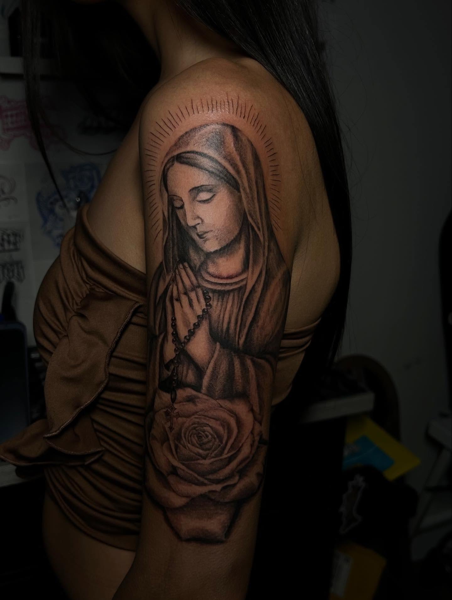 Tattoo by @mena_tats — realism, black_and_grey