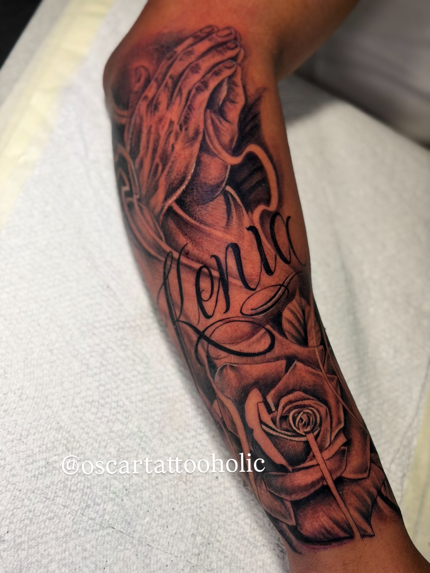 Tattoo by @oscartattooholic — black_and_grey, realism