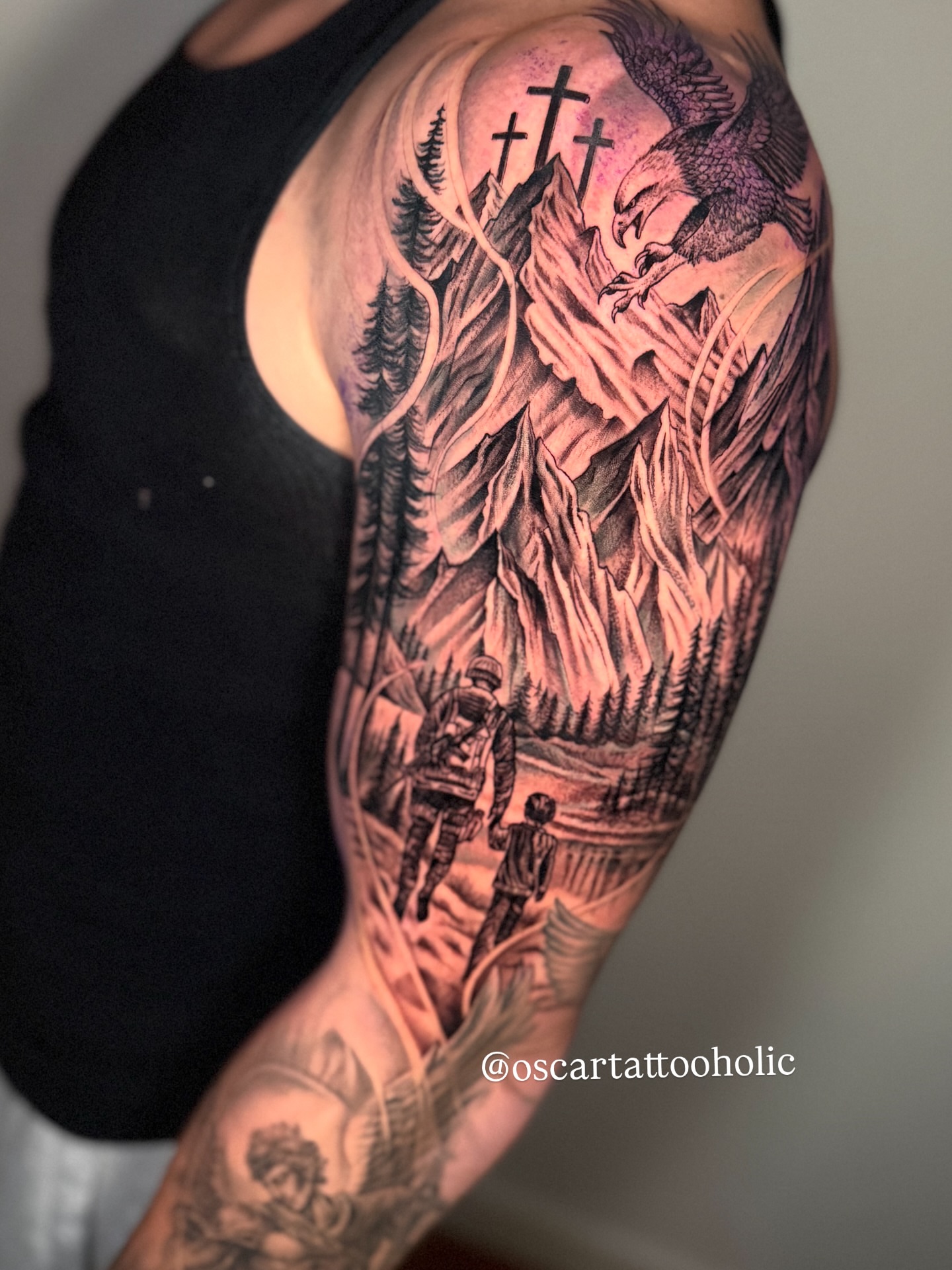 Tattoo by @oscartattooholic — black_and_grey, realism