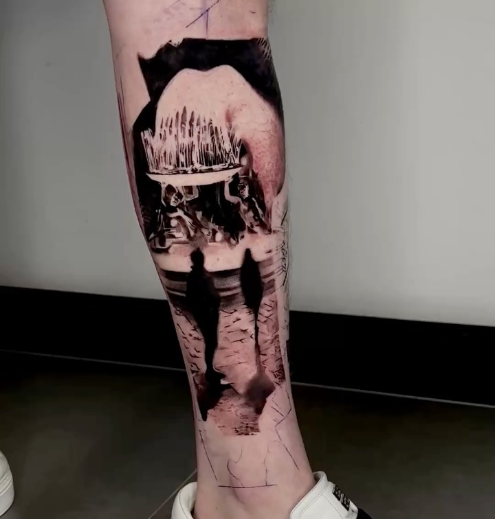 Man with beard black and grey tattoo on the forearm by 𝐌𝐀𝐊𝐒𝐈𝐌 𝐏𝐀𝐓𝐑𝐈𝐂𝐊
