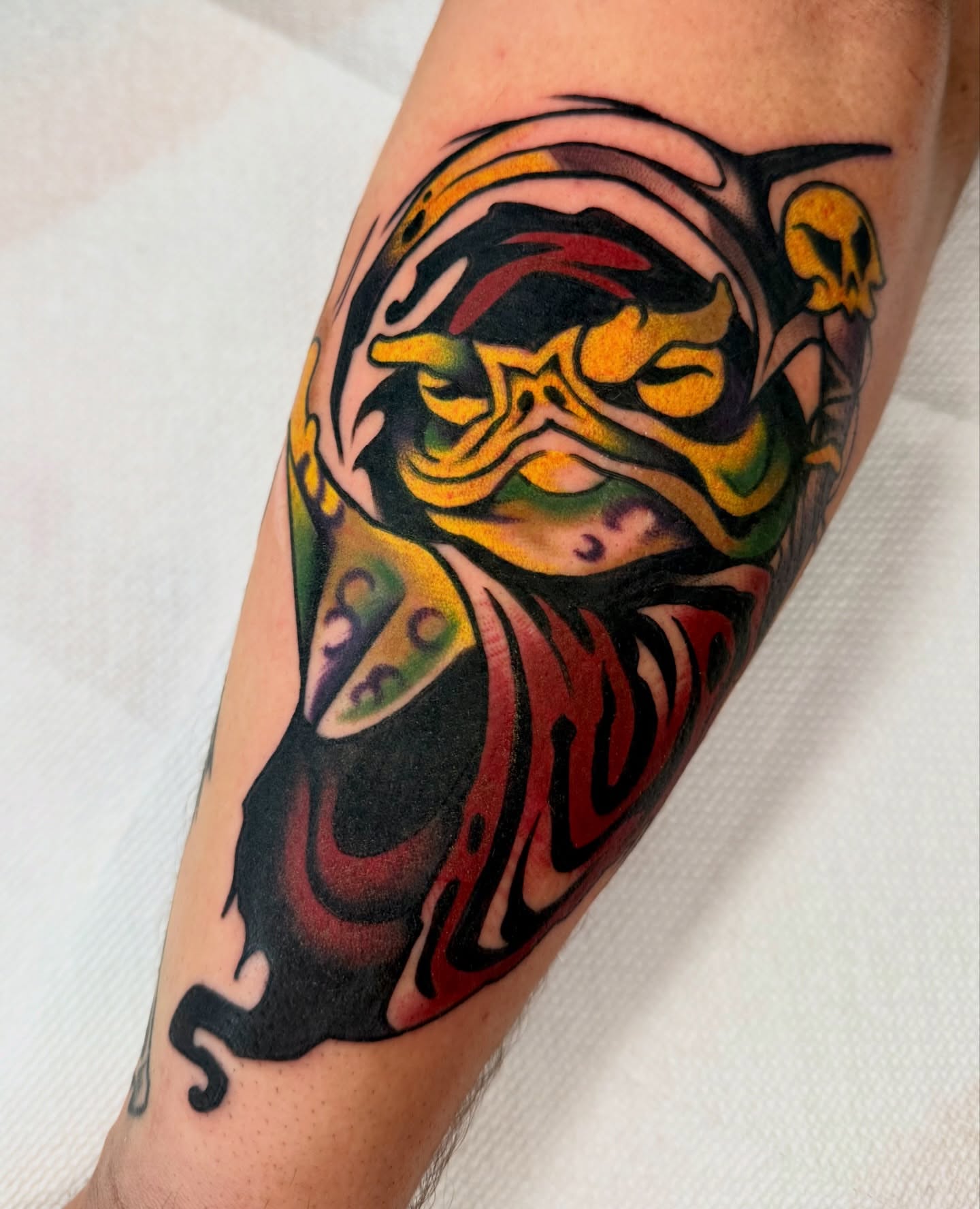 Frog American traditional tattoo on the forearm by sydtatz