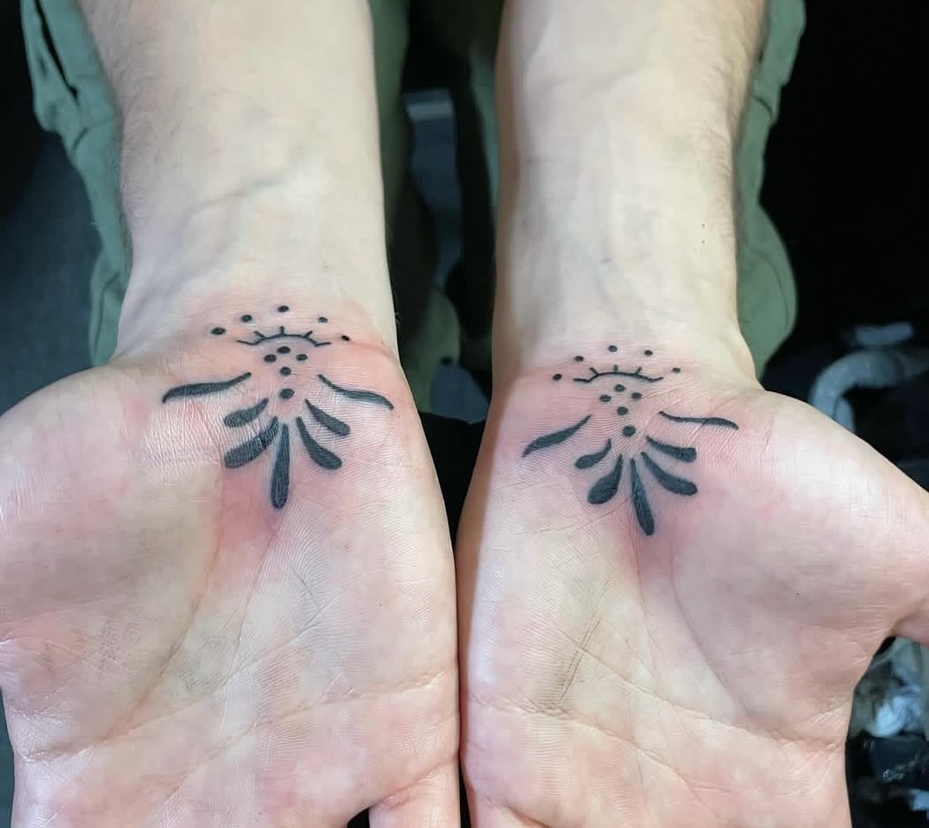 Geometric symbol dotwork tattoo on the foot by ART