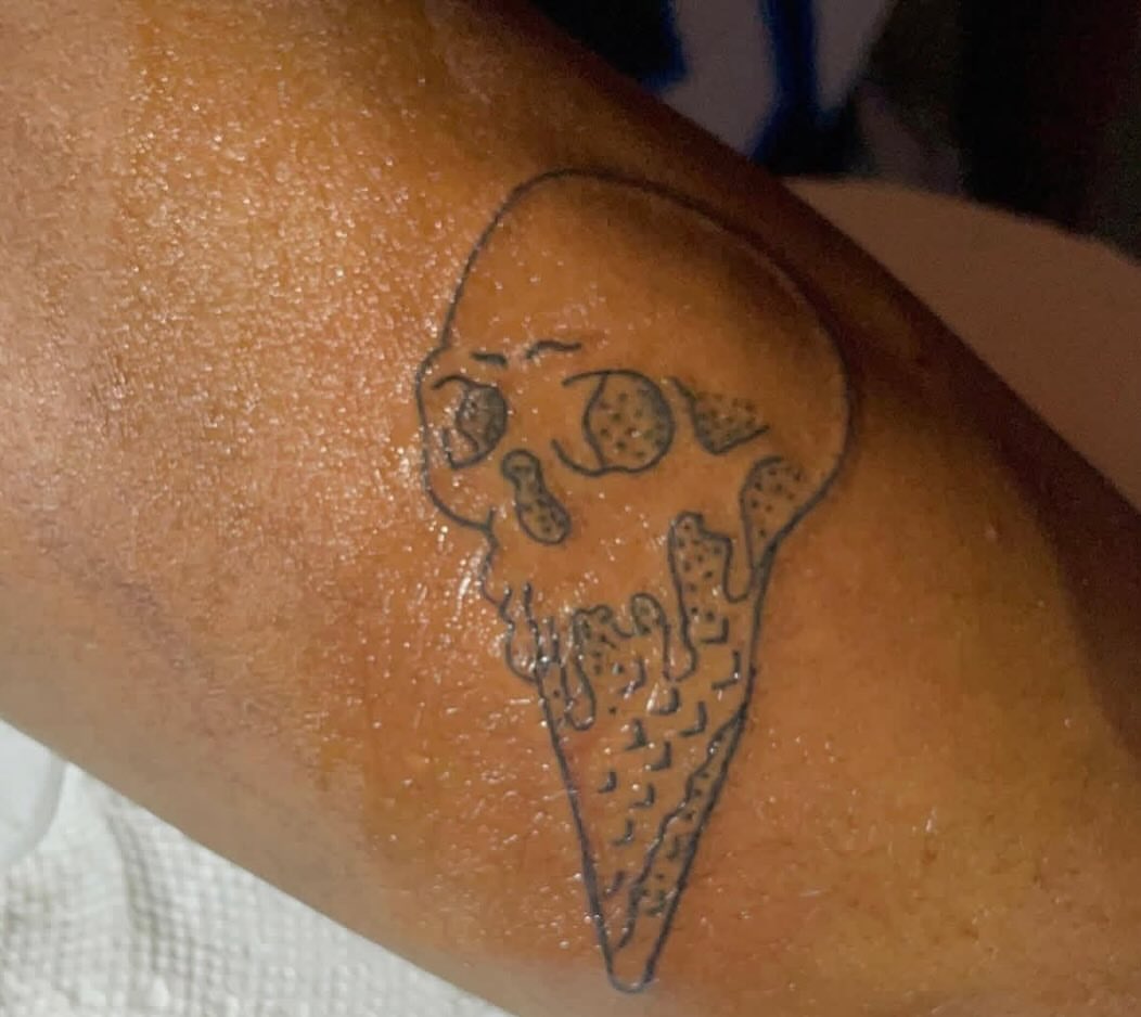 Skull dotwork tattoo on the forearm by ART