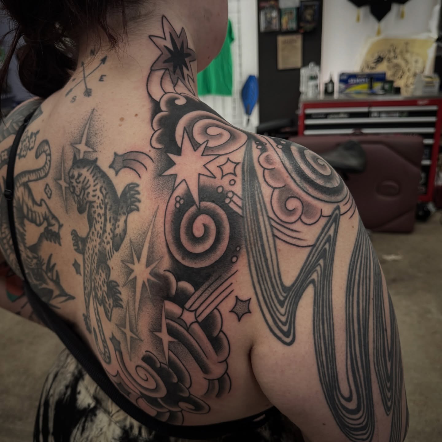 Tattoo by @rarespider — dotwork, black_and_grey