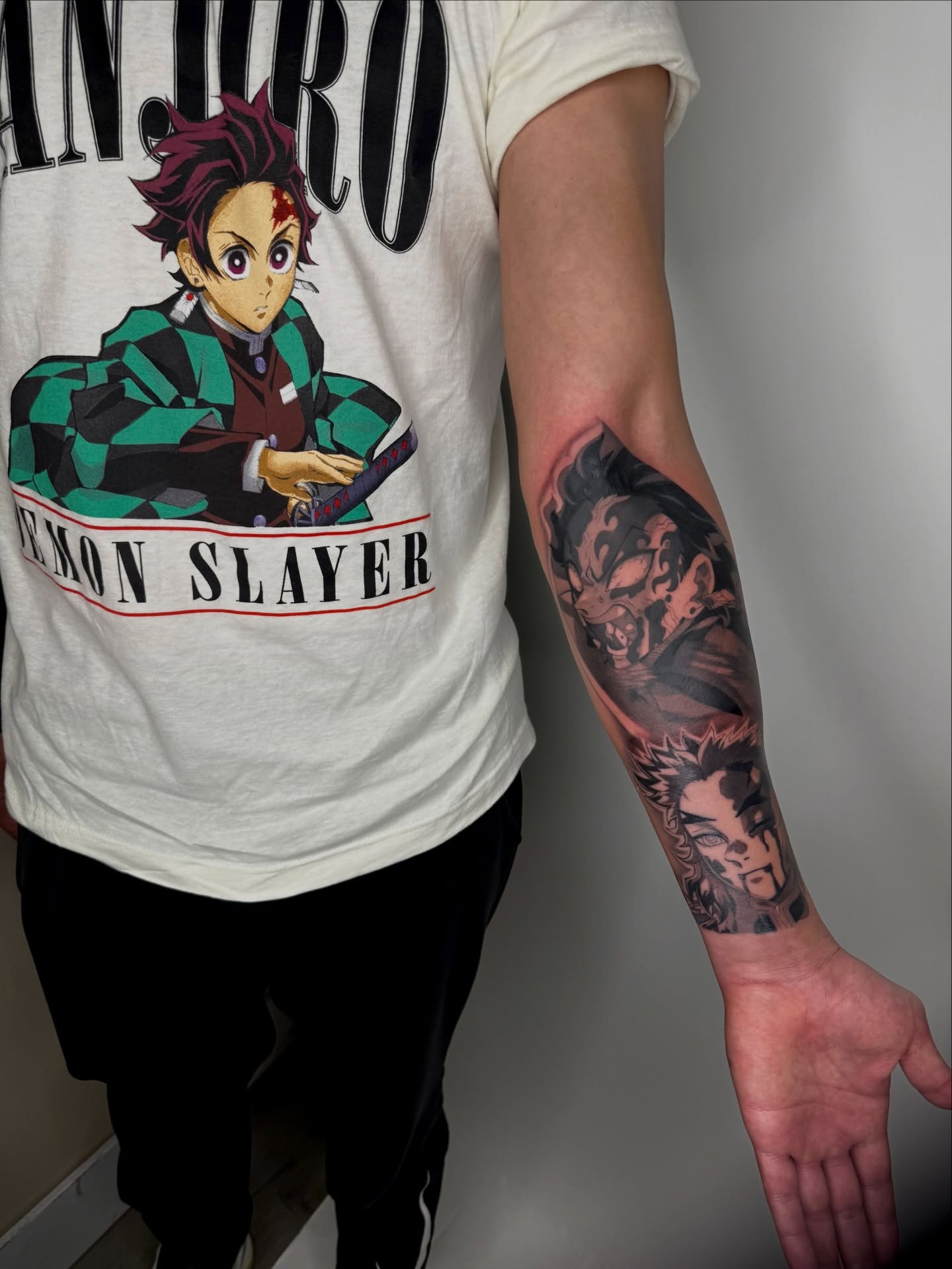 Demon slayer character anime tattoo on the forearm by Austin Tattoo Artist, Austin, Texas