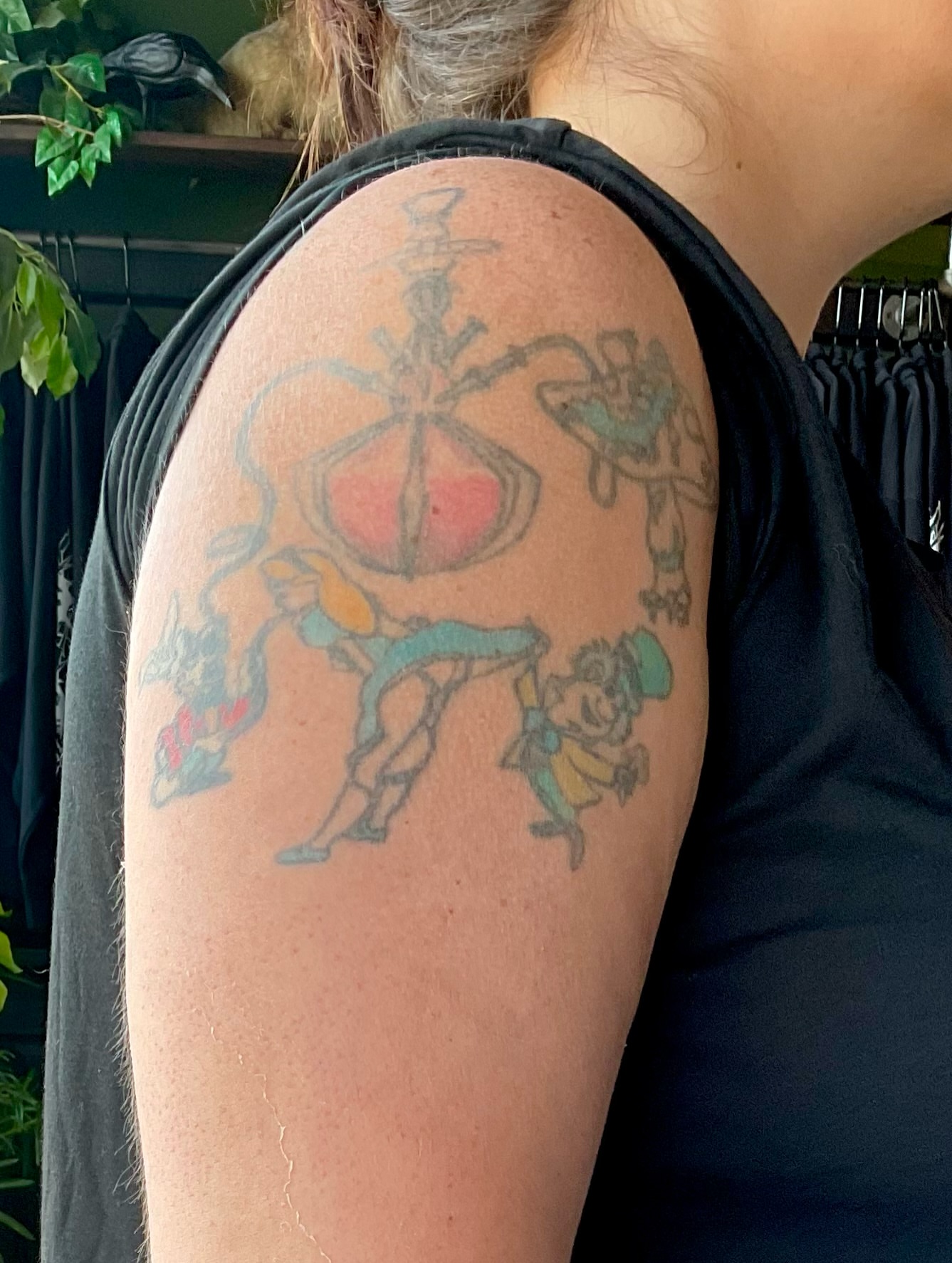 Circus performers American traditional tattoo on the shoulder by Juan David Arias