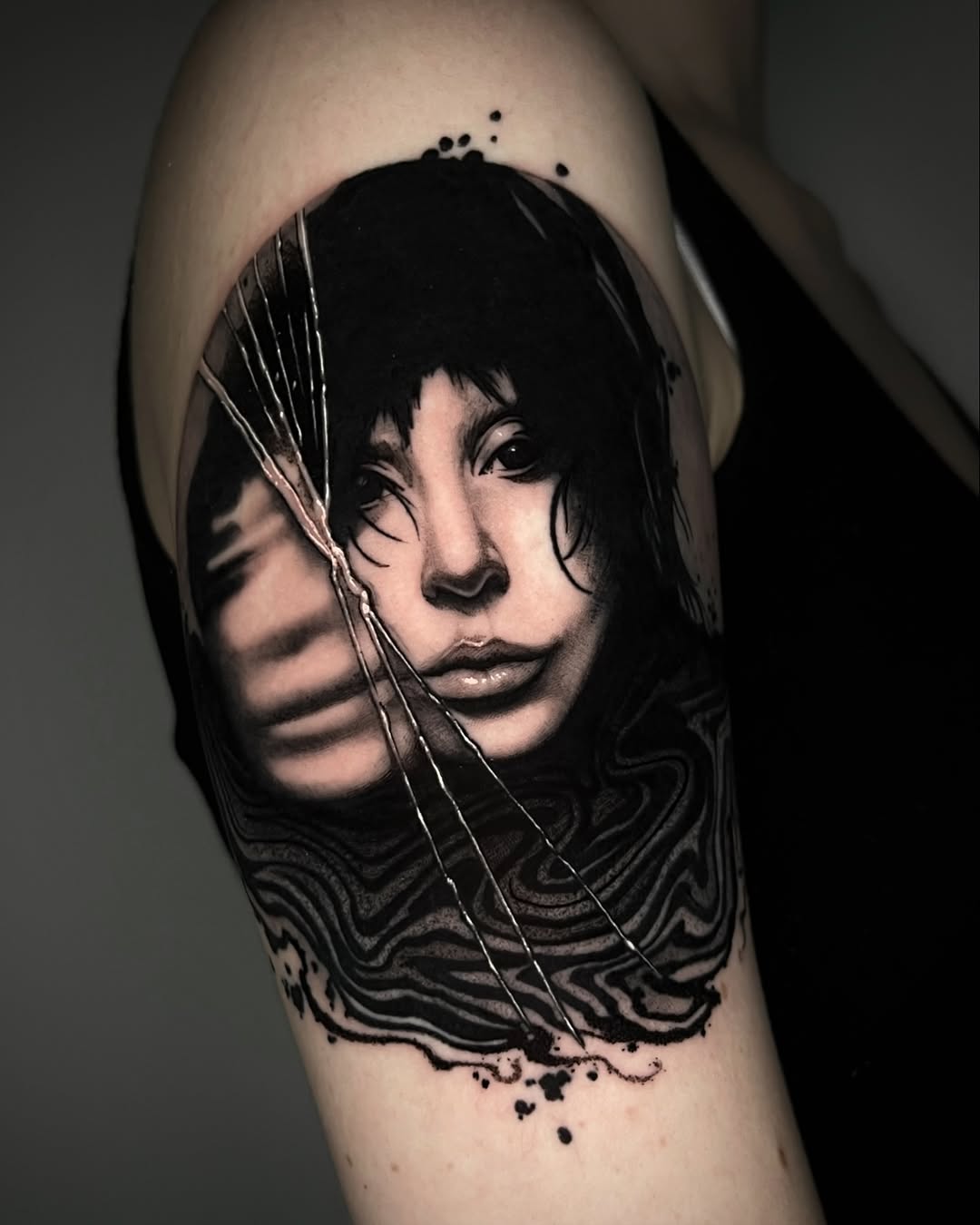 Tattoo by @caitybugink โ realism, black_and_grey