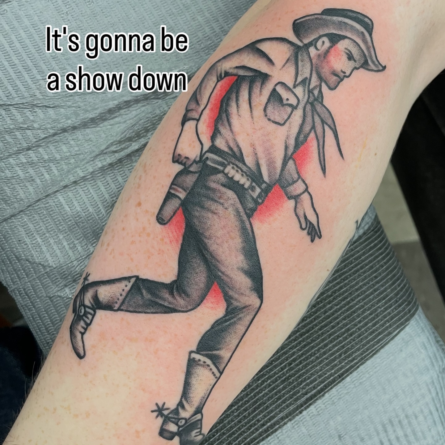 Cowboy American traditional tattoo on the forearm by matt nelson