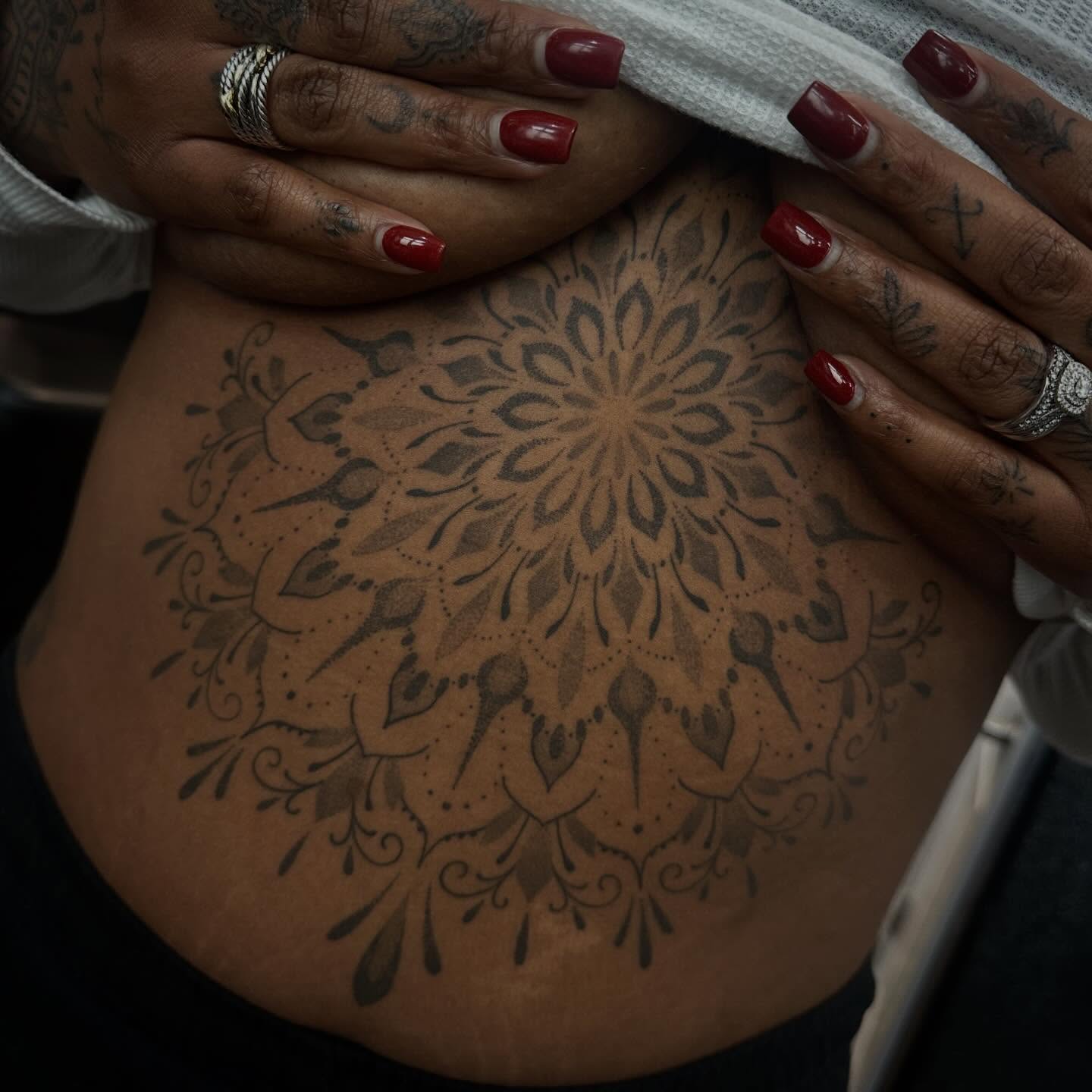 Tattoo by @inkedbysavanna — dotwork, ornamental