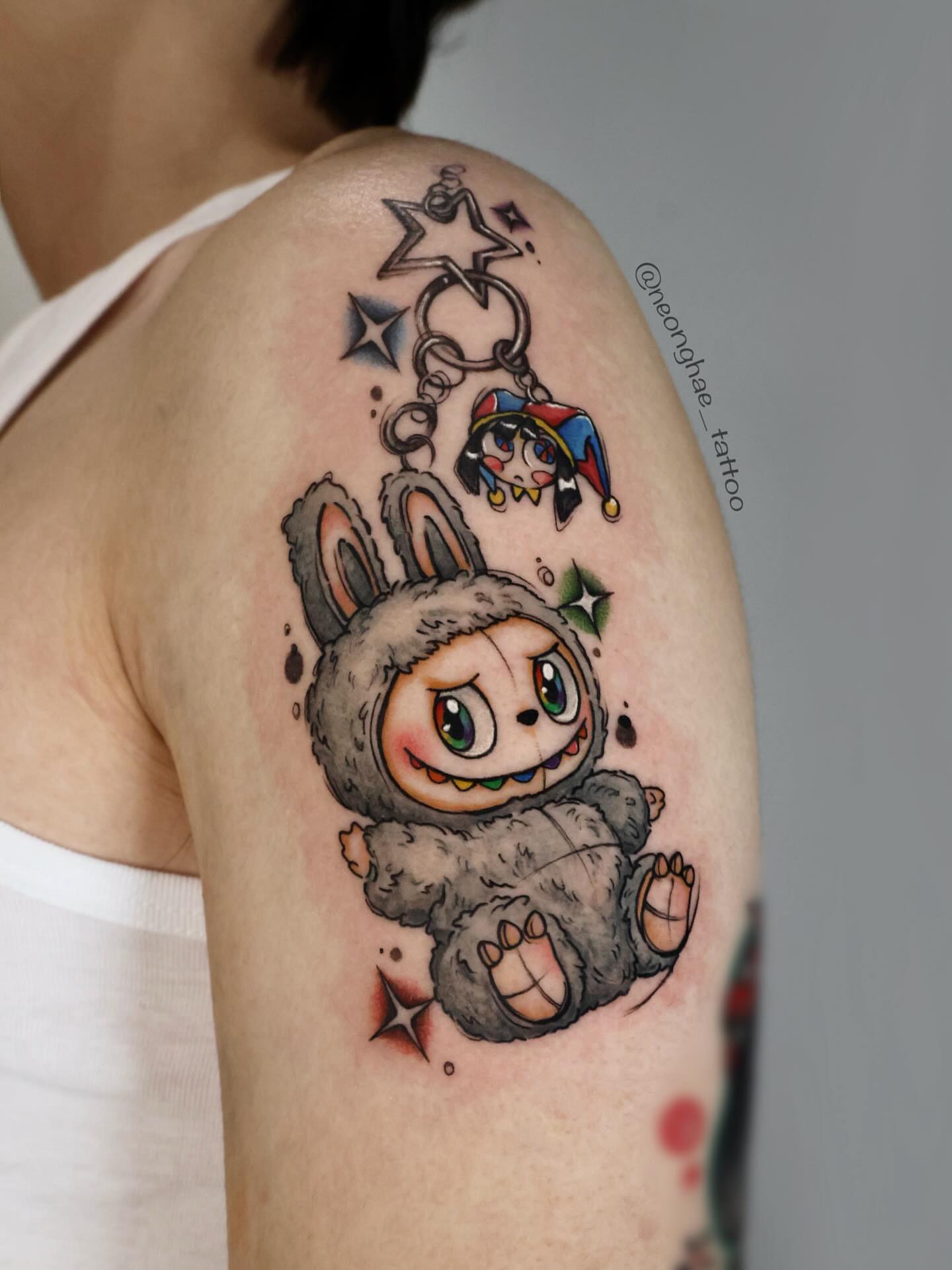 Tattoo by @neonghae — dotwork, anime