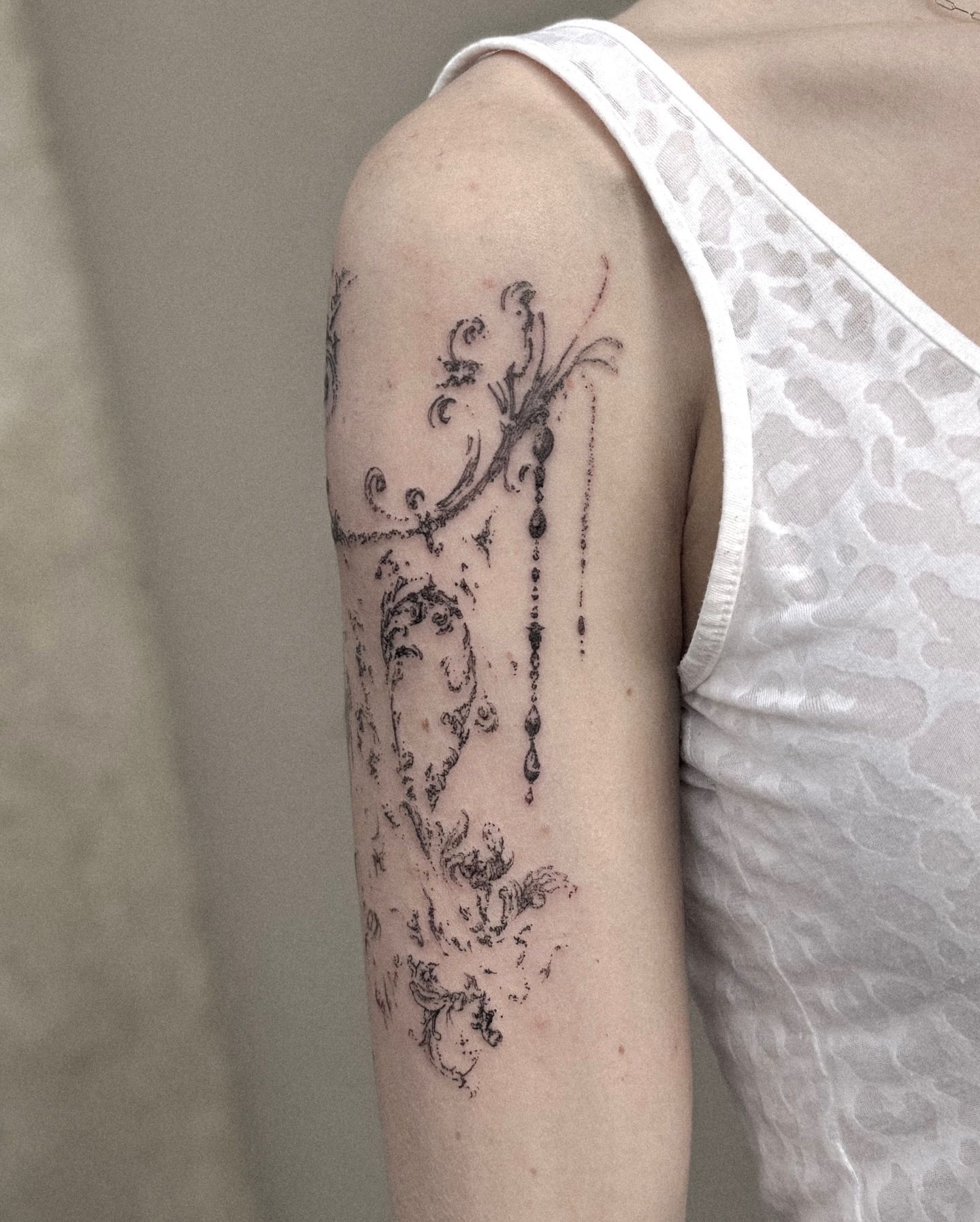 Floral ornament dotwork tattoo on the forearm by ąʑཞąıą ཞąıŋ