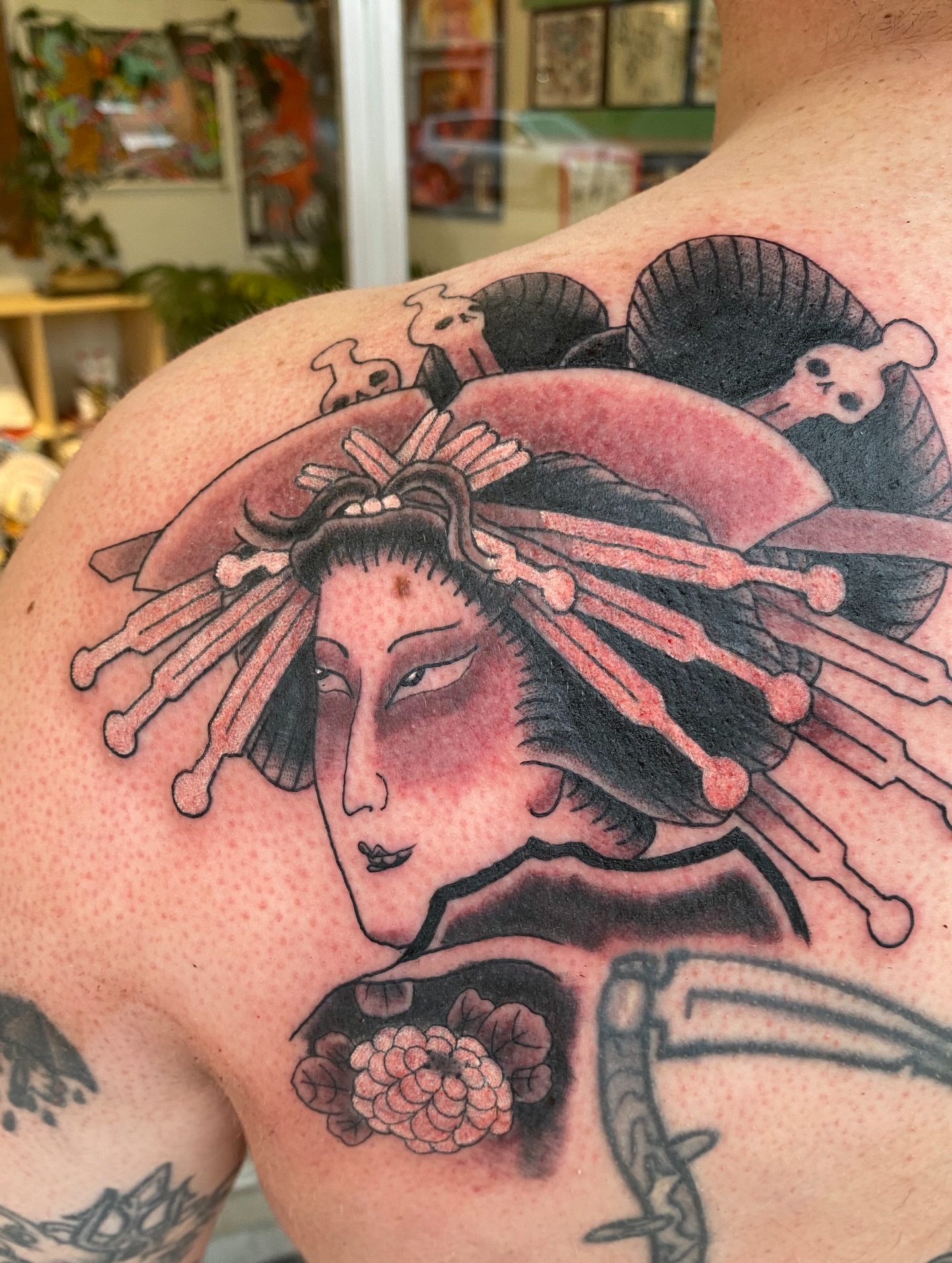 Geisha japanese irezumi tattoo on the shoulder by Mike "Yogi" Trube