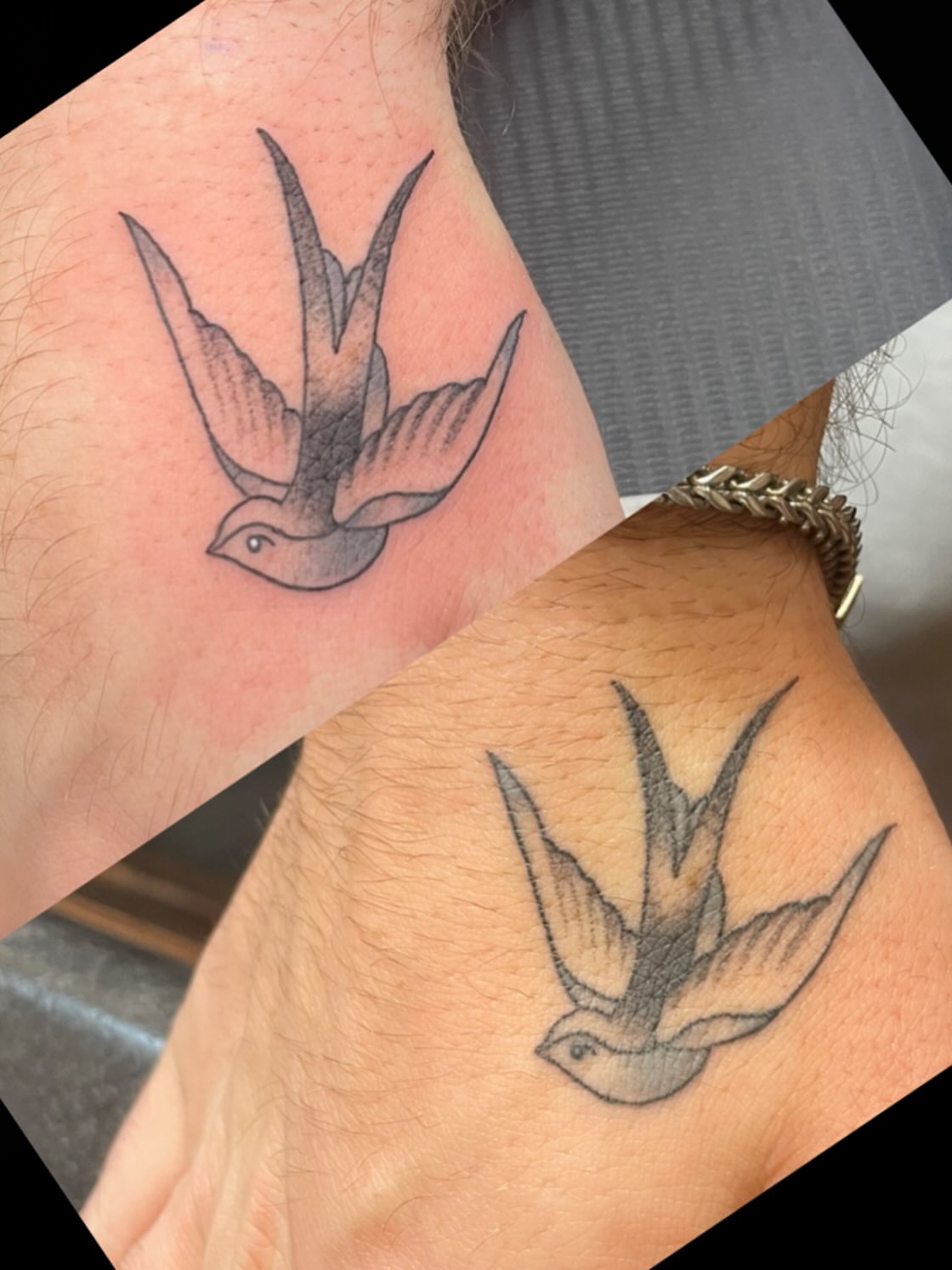 Swallow black and grey tattoo on the forearm by Andres Patino 🇪🇨🇺🇸