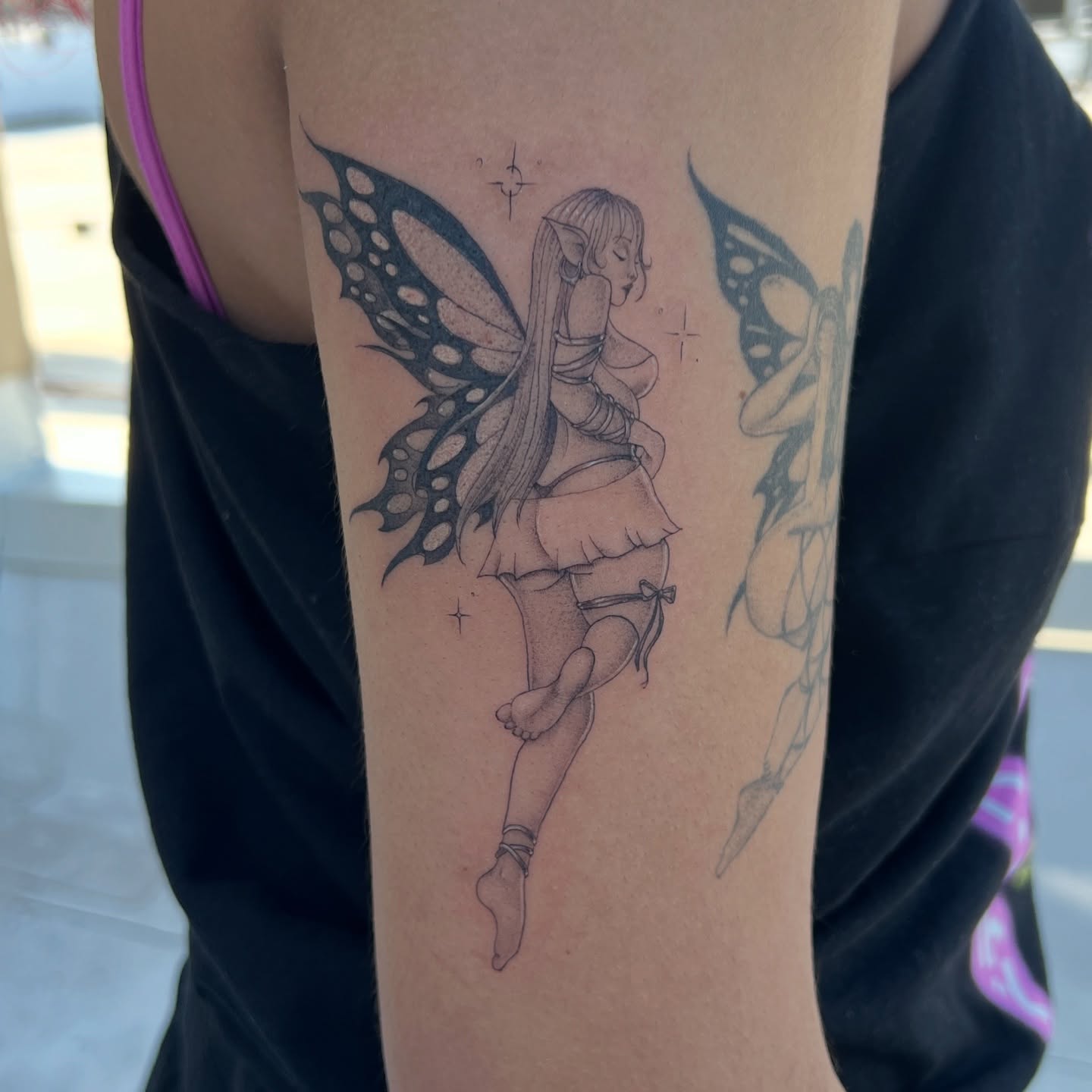 Fairy black and grey tattoo on the forearm by syiko ☆ 。・:*˚:✧。, Austin, Texas