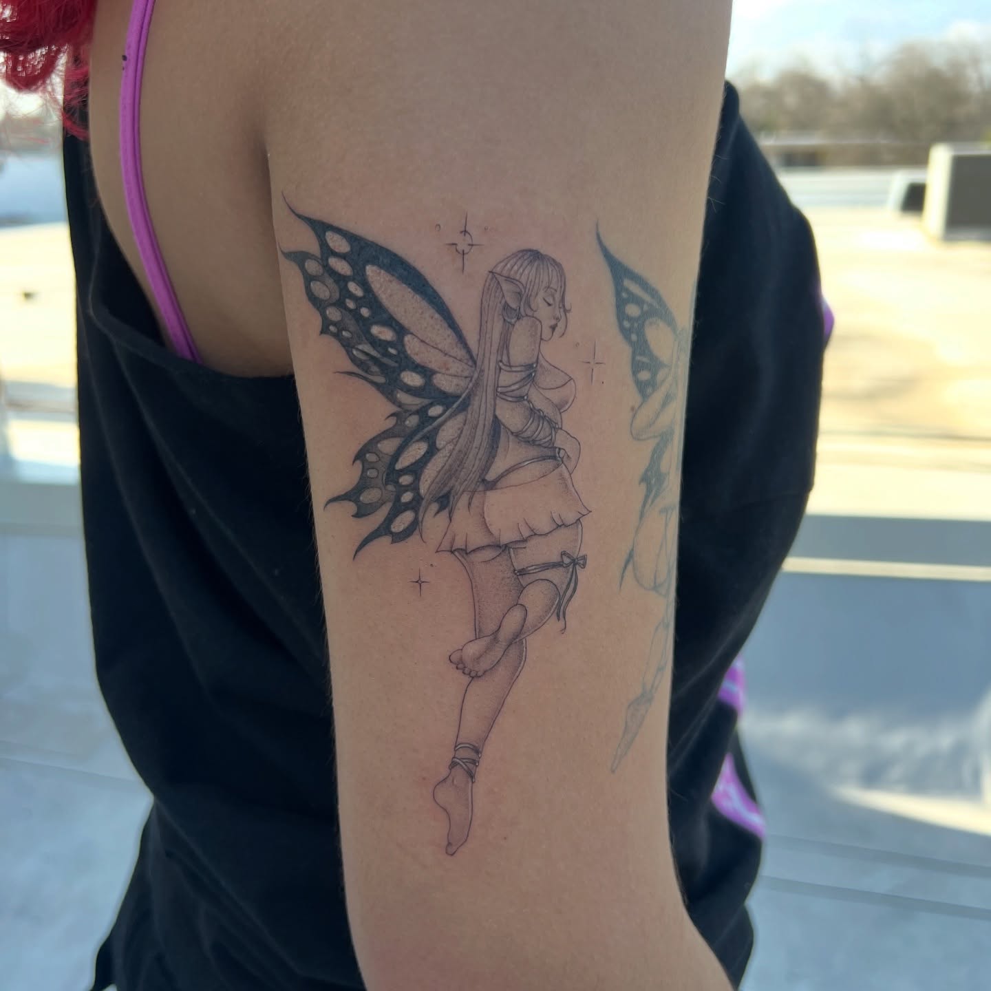 Fairy black and grey tattoo on the forearm by syiko ☆ 。・:*˚:✧。, Austin, Texas