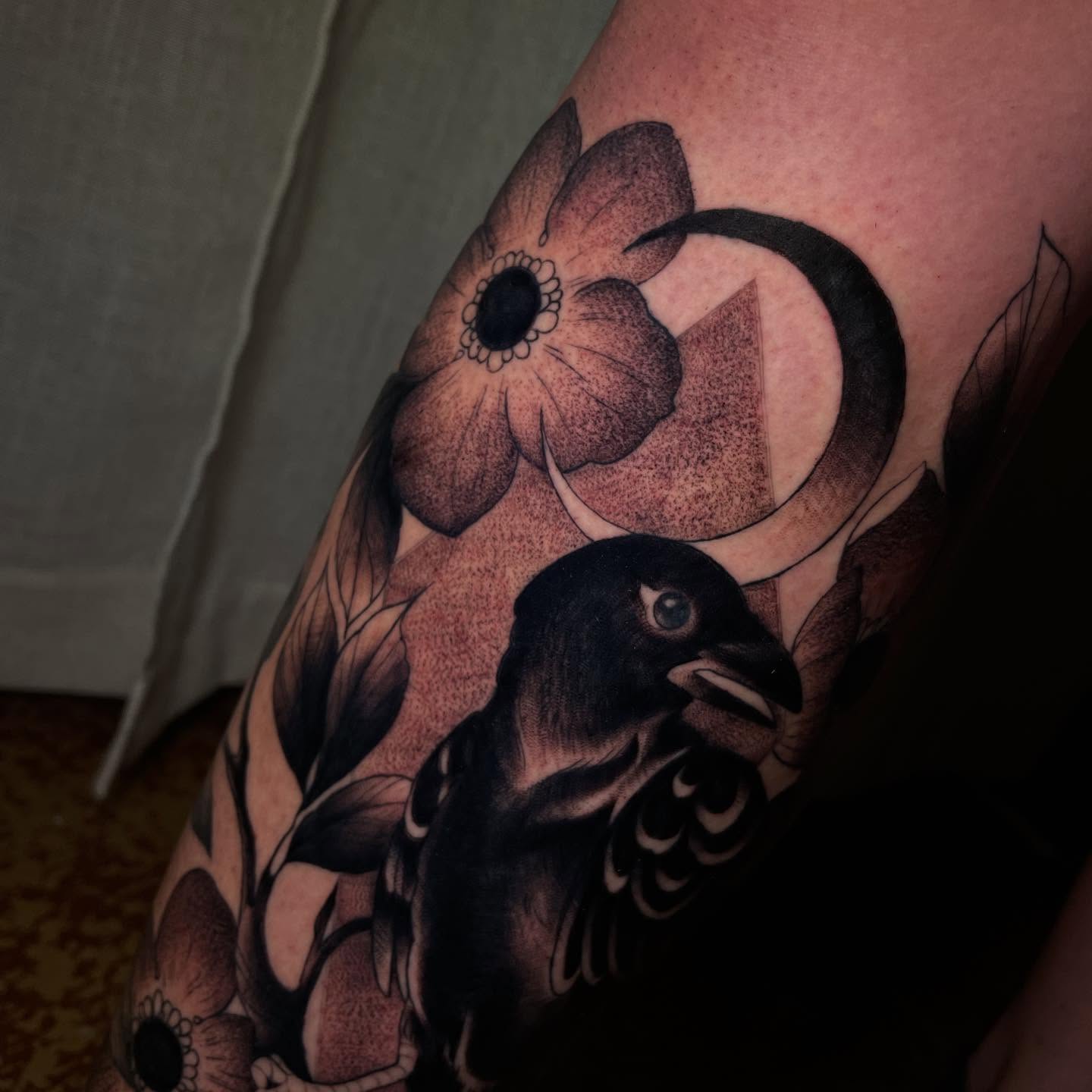Tattoo by @reaganmauldintattoos — dotwork, black_and_grey