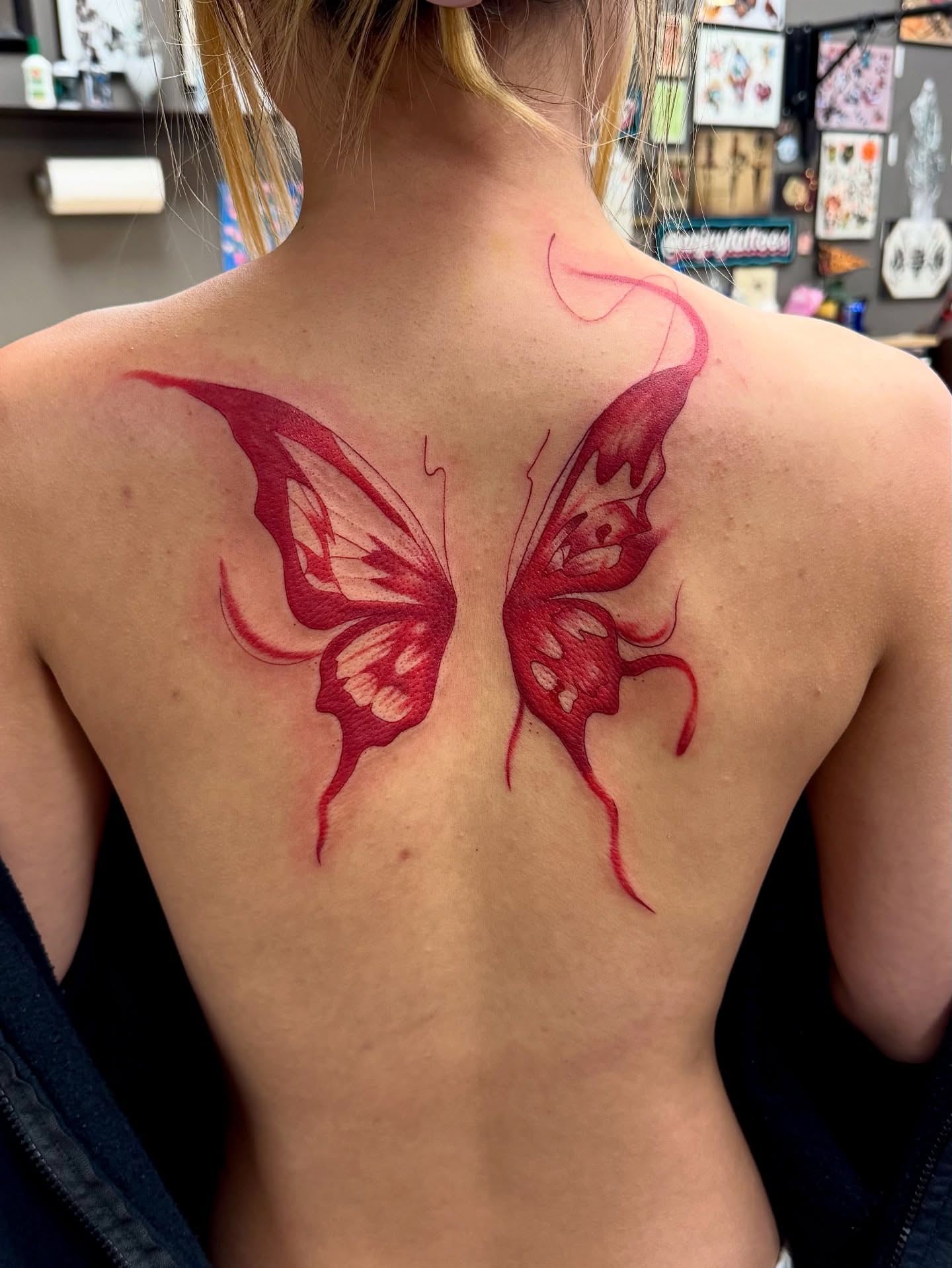 Butterfly realism tattoo on the back by Samantha Jane