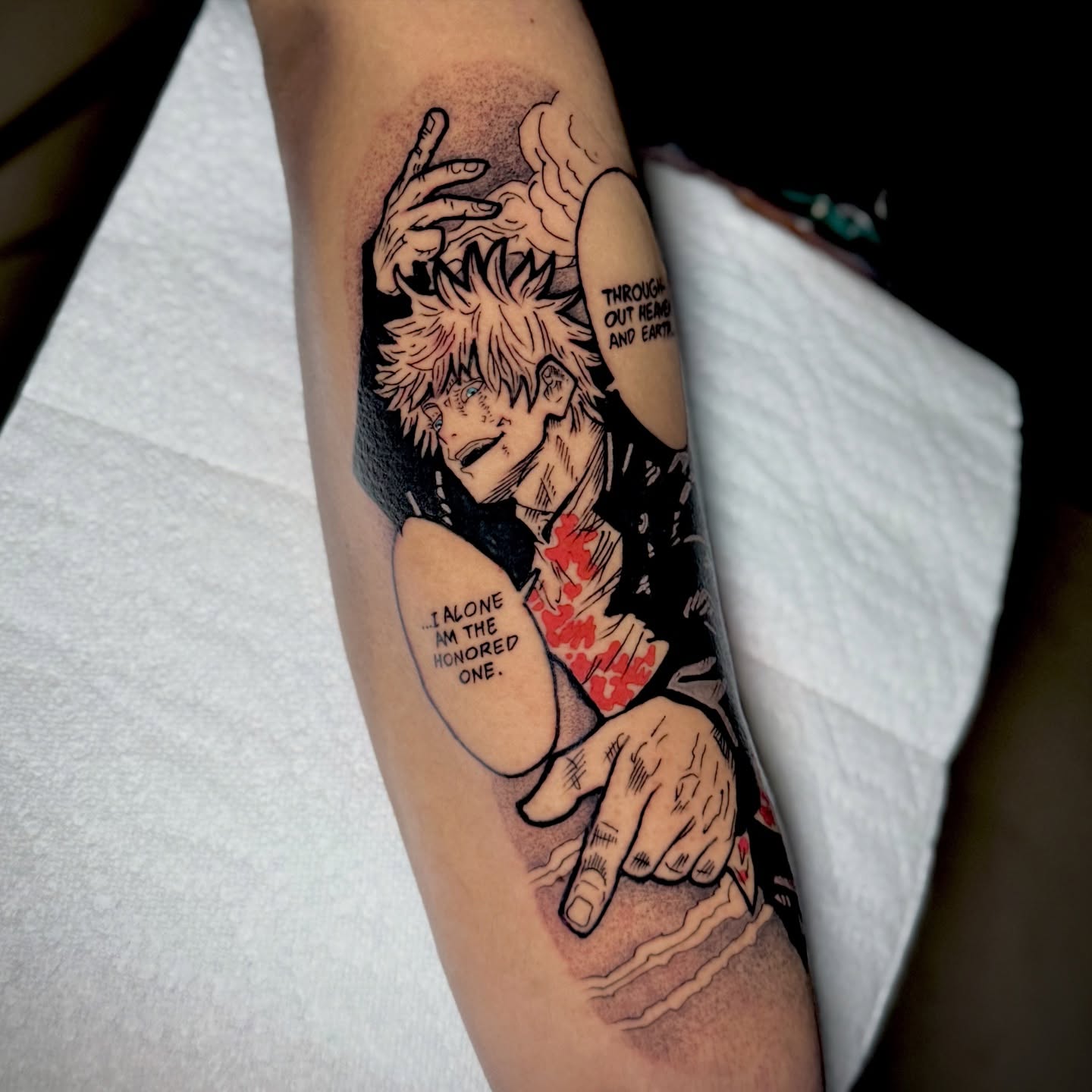 Japanese anime character anime tattoo on the forearm by @sadfoo_tattoo, Austin, Texas