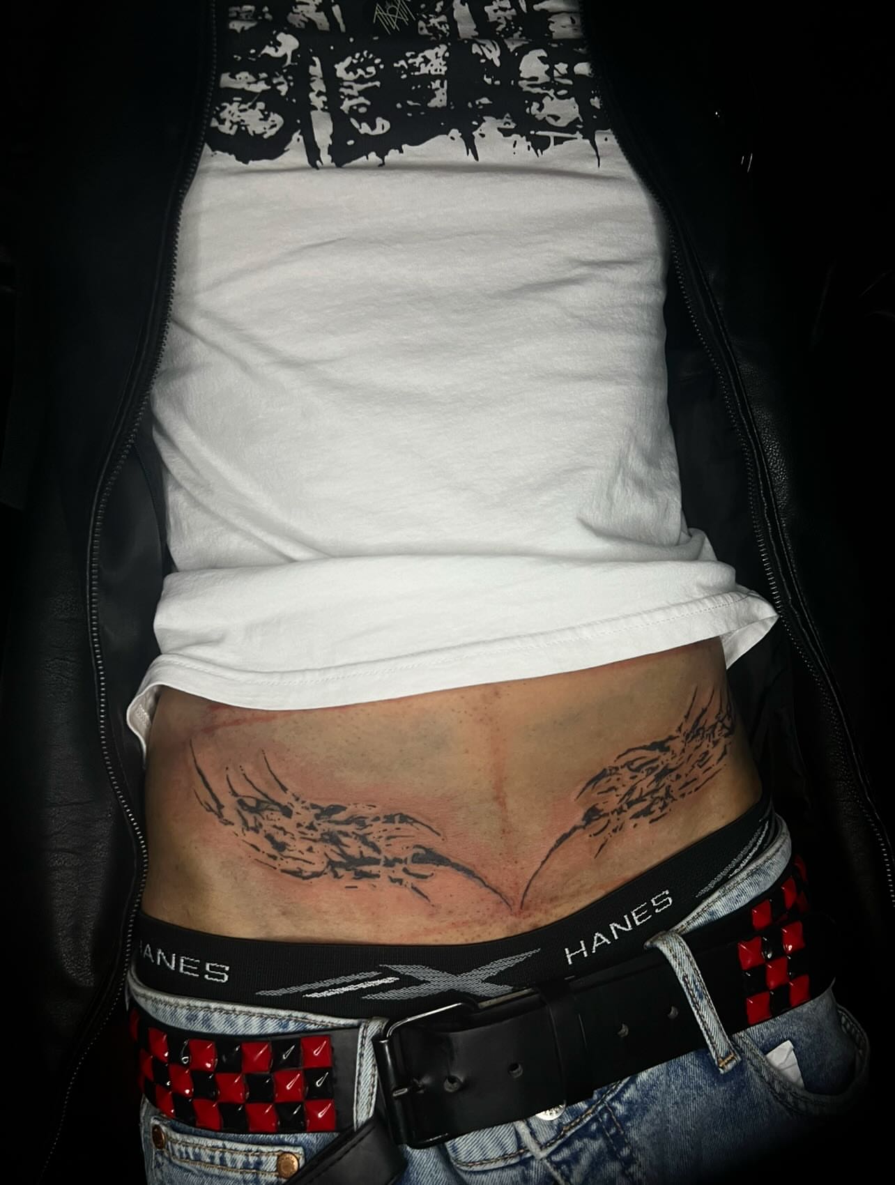 Dragon black and grey tattoo on the torso by @halfwit__