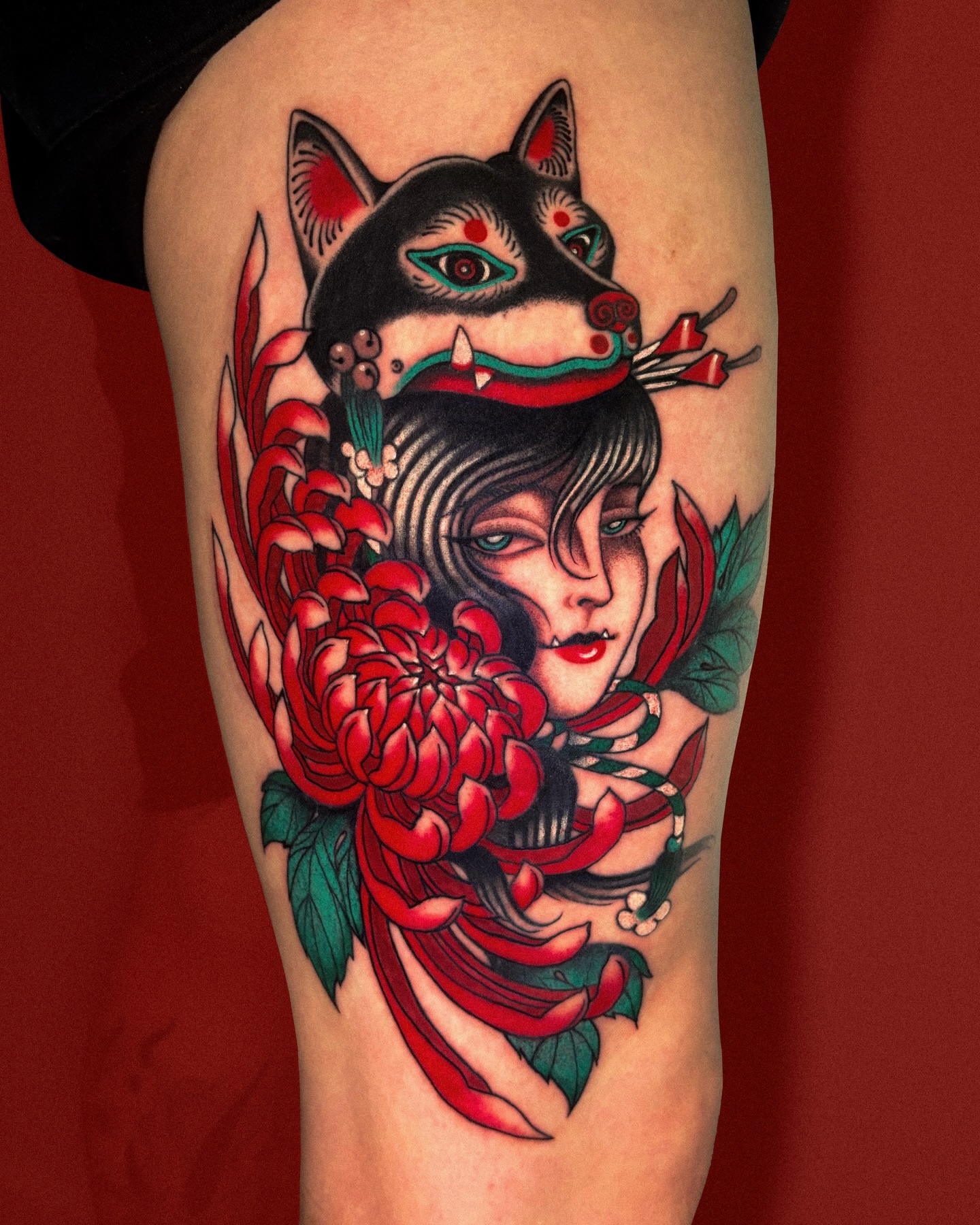 Tattoo by @dayninestattoo — american_traditional, japanese_irezumi