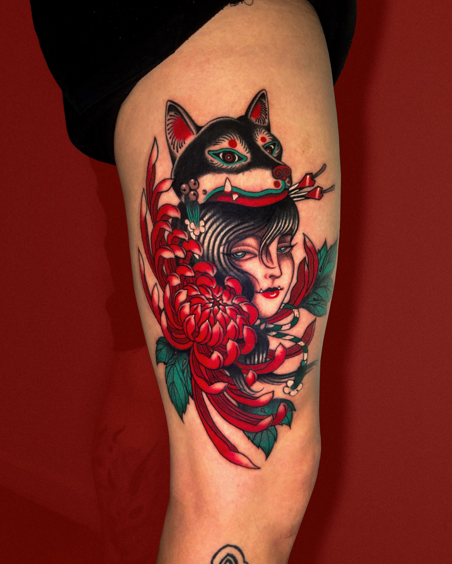 Tattoo by @dayninestattoo — american_traditional, japanese_irezumi