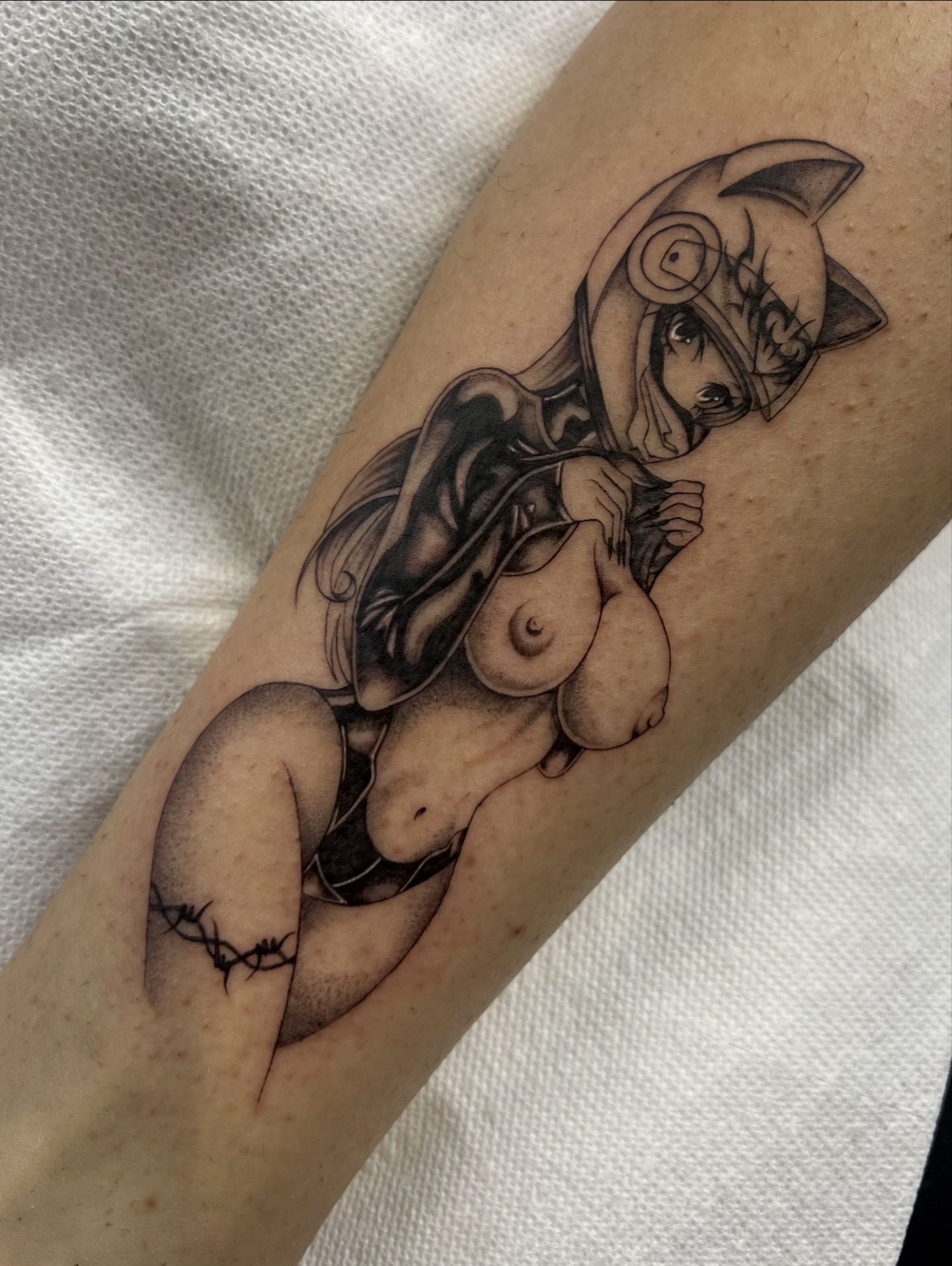 Tattoo by @dvminiquex โ anime, black_and_grey