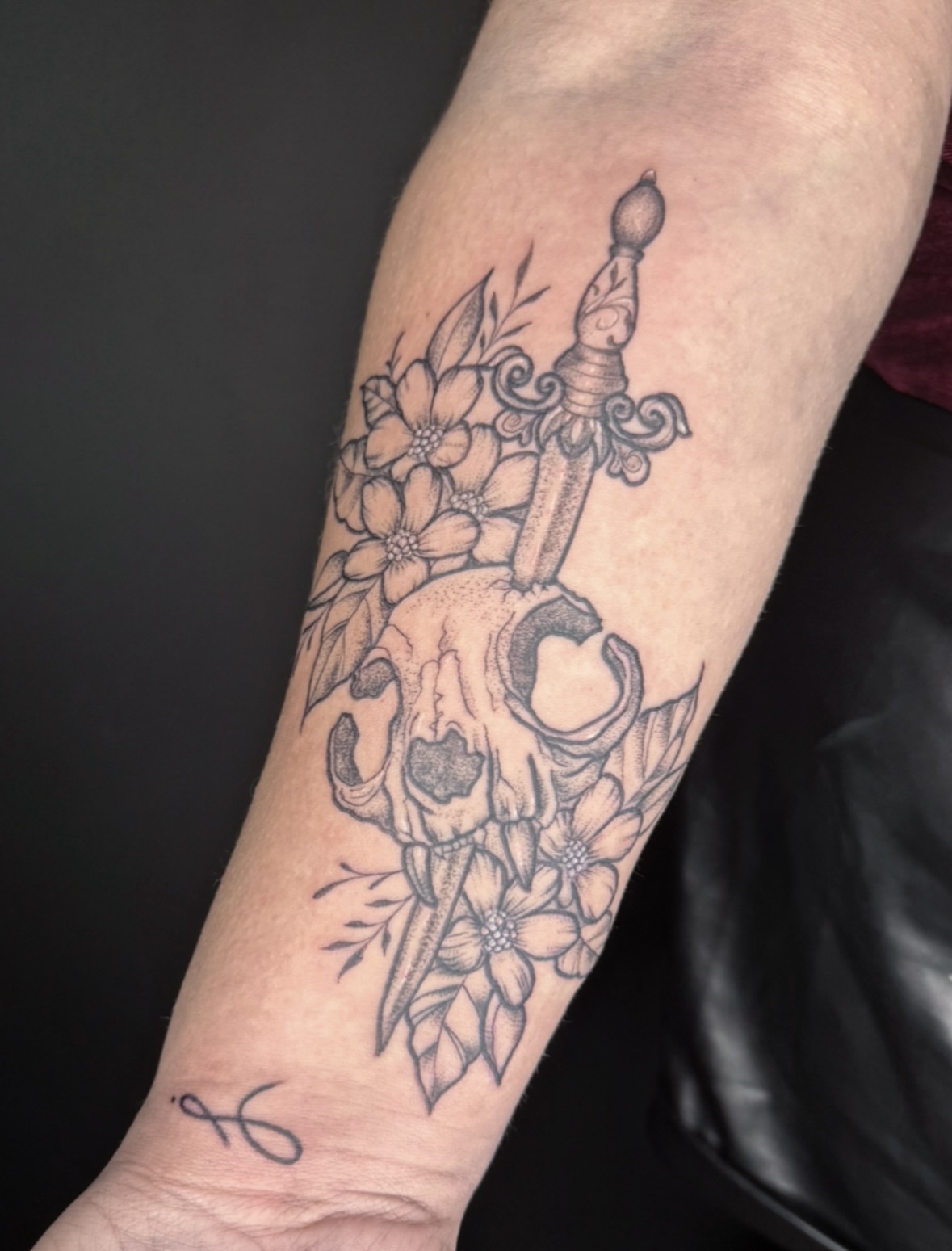 Tattoo by @nuclearhearttattoos — black_and_grey