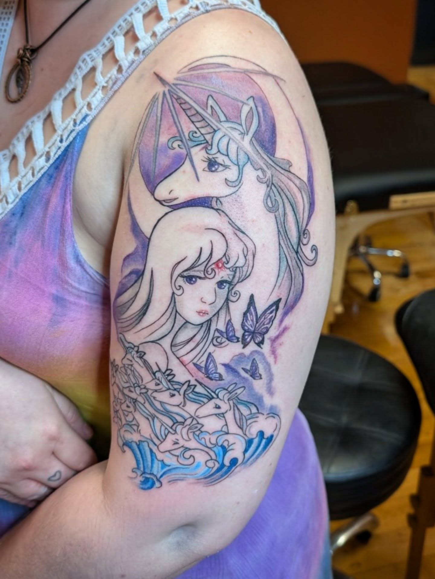 Tattoo by @crybabygoblin666 โ watercolor, anime